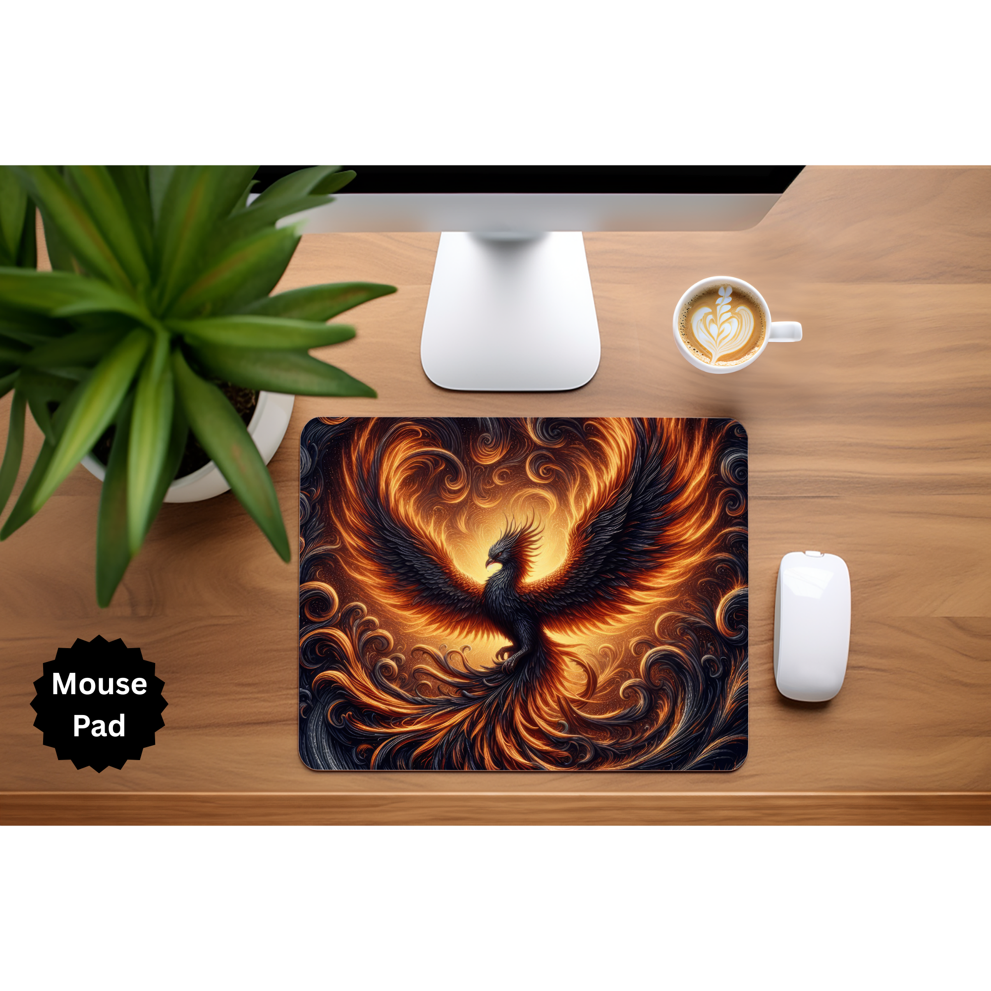 Phoenix Mouse Pad - Mythical Fire Bird Desk Accessory