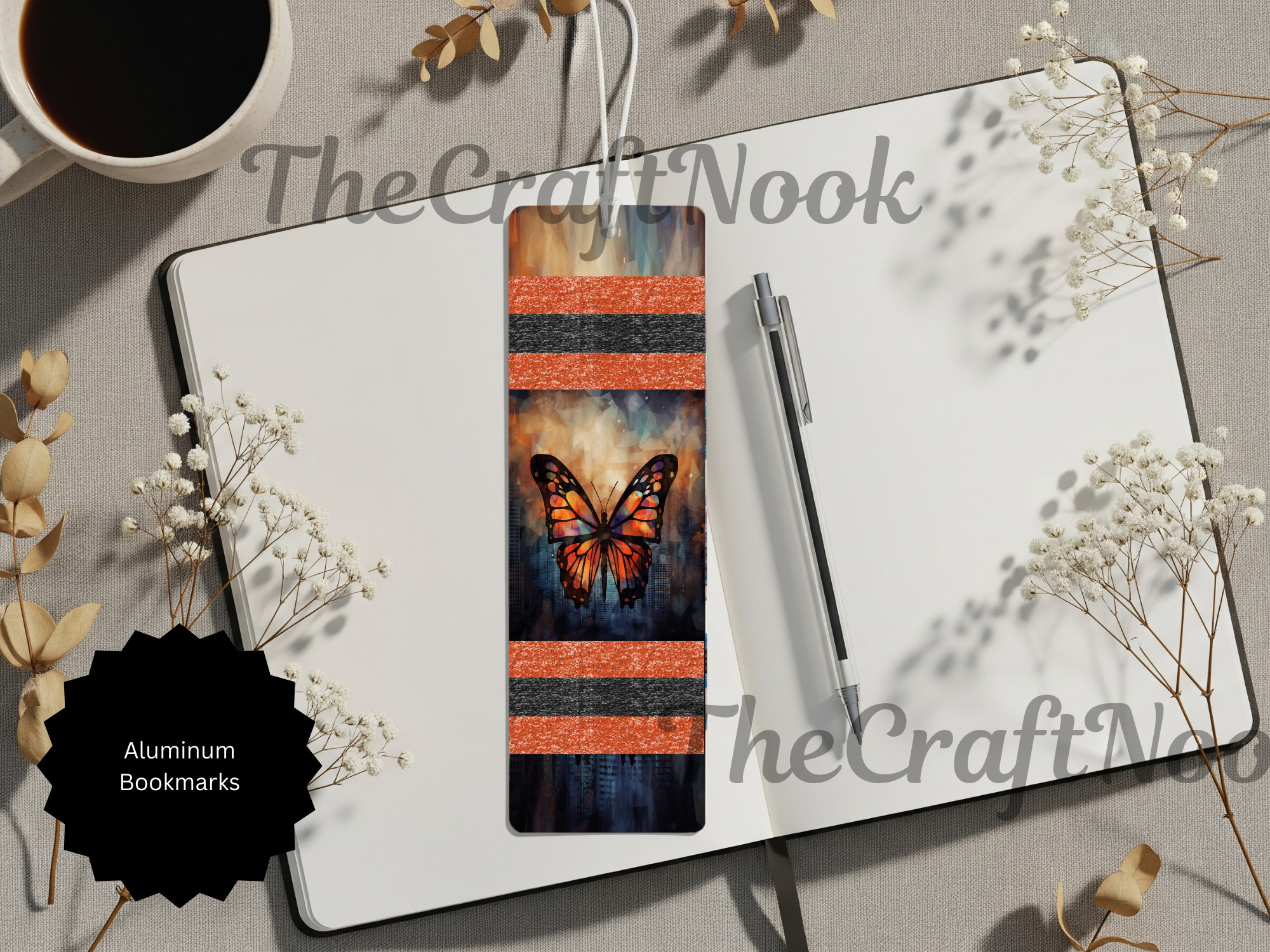 Butterfly Bookmarks - Handcrafted Aluminum Metal with Beads & Glitter