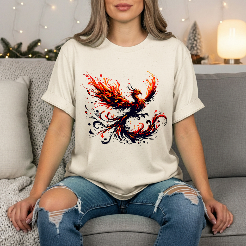 Phoenix Wings T-Shirt - Majestic Fire Bird Spread Wings Tee