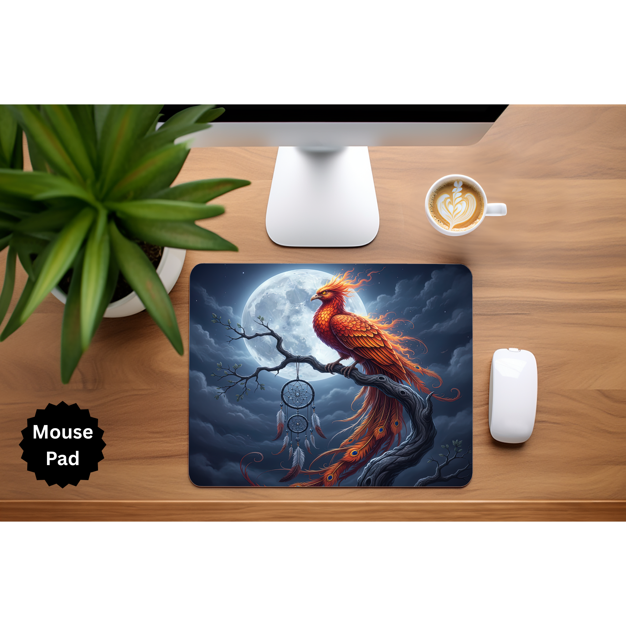 Phoenix Mouse Pad - Mythical Fire Bird Desk Accessory