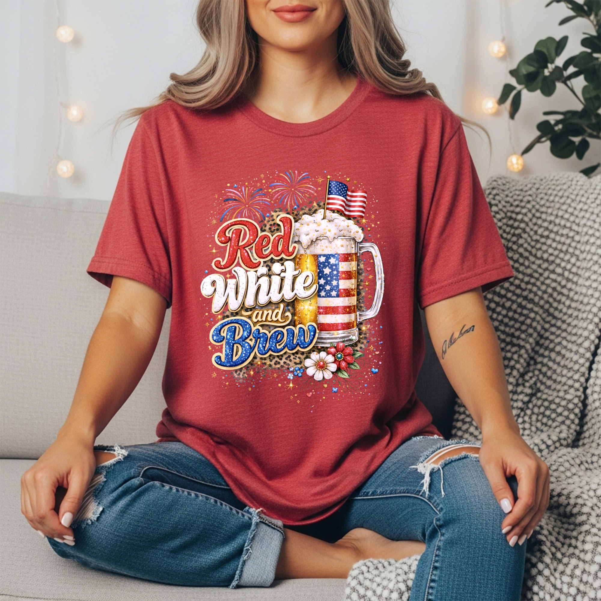 Red White and Brew Graphic Tee | Funny Patriotic Beer Shirt