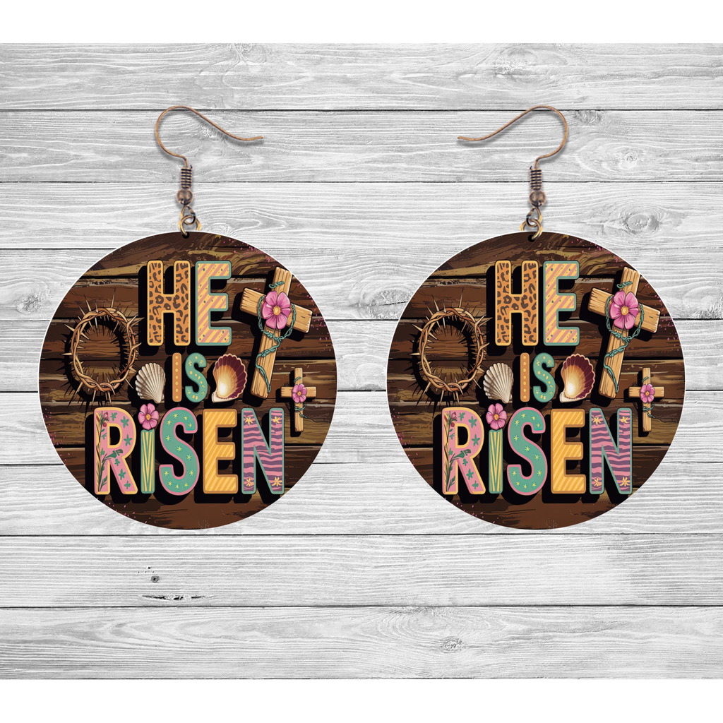 He Is Risen Rustic Easter Earrings