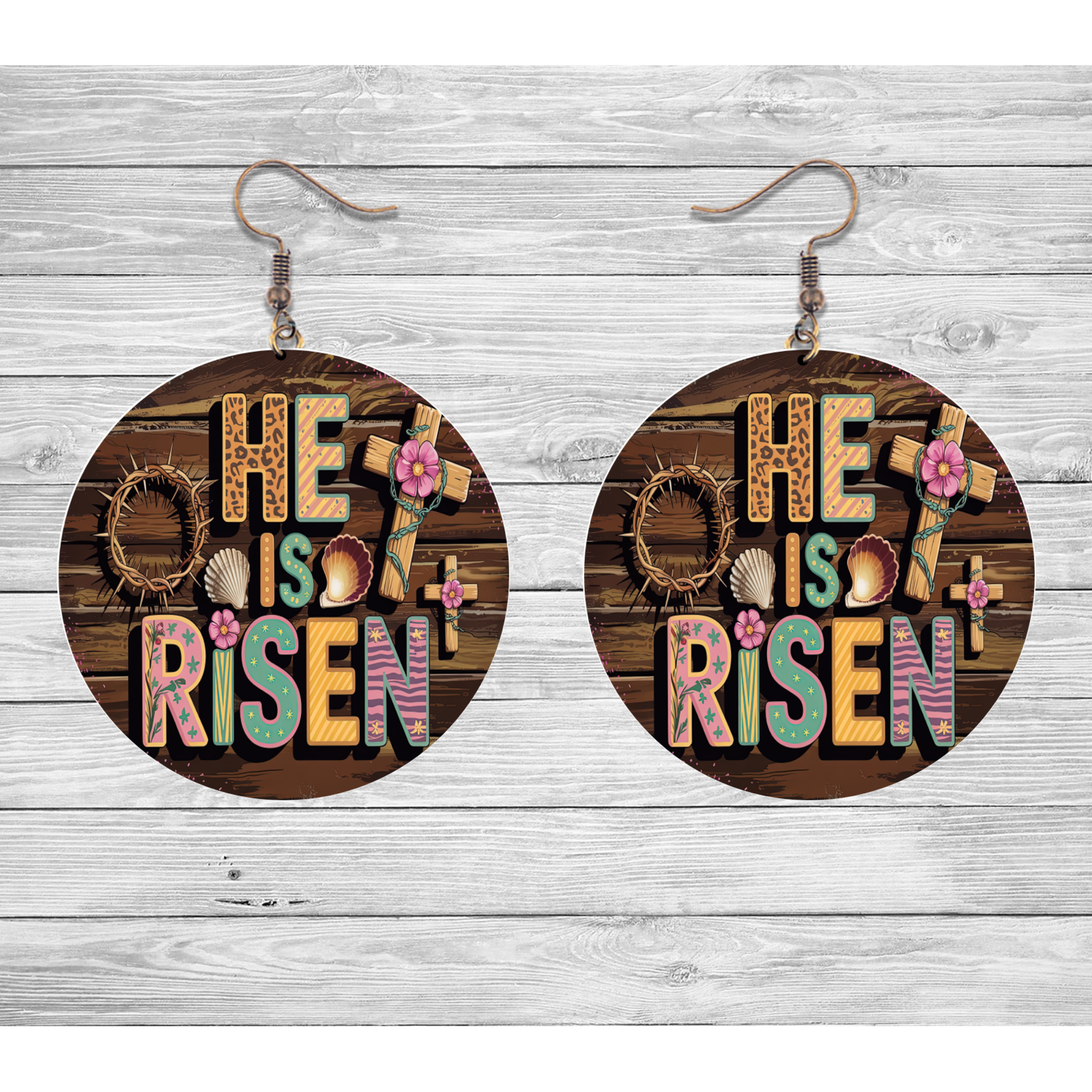He Is Risen Rustic Easter Earrings