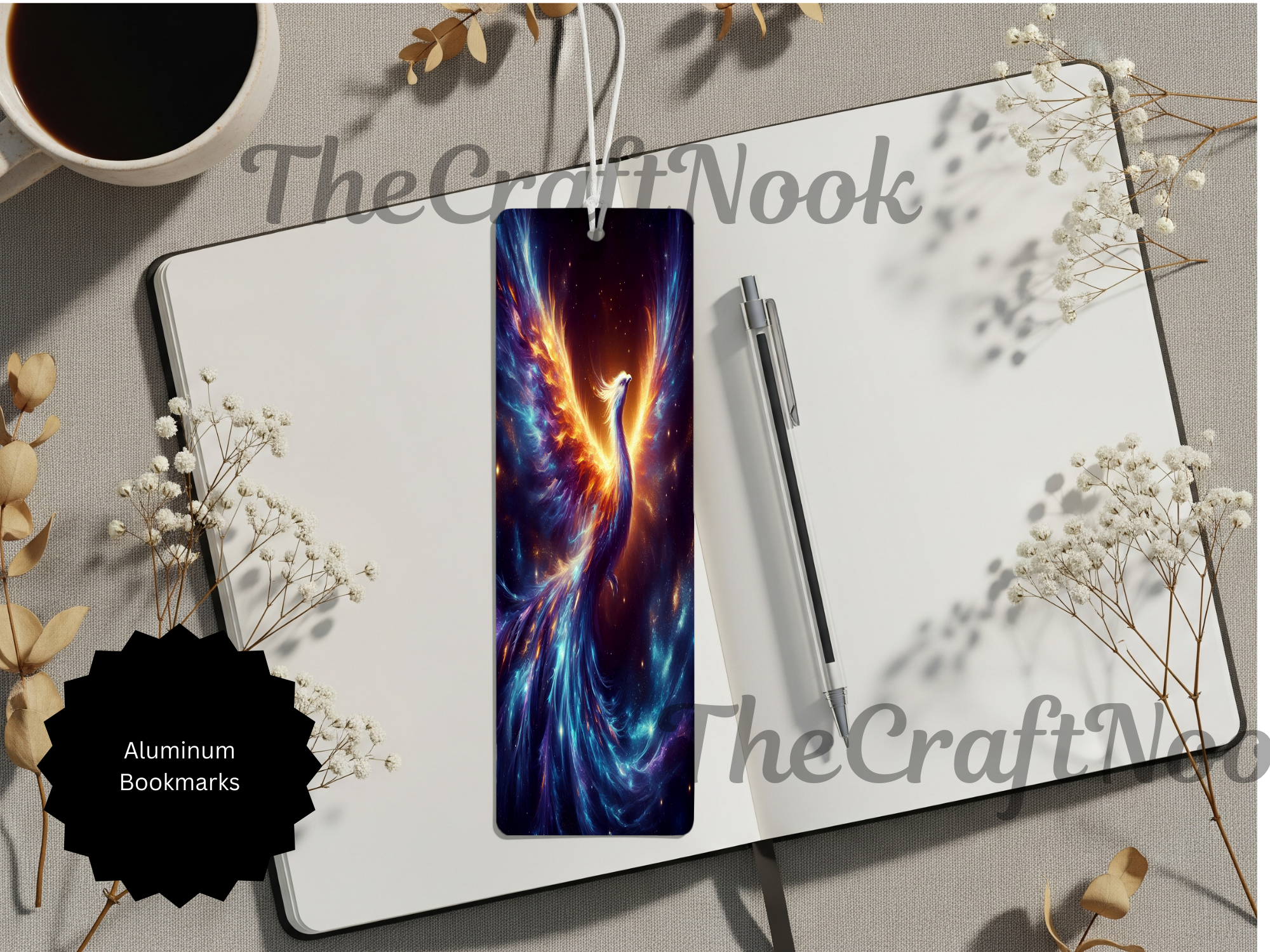 Phoenix Bookmarks - Handcrafted Metal Fire Bird Bookmarks with Beads & Glitter