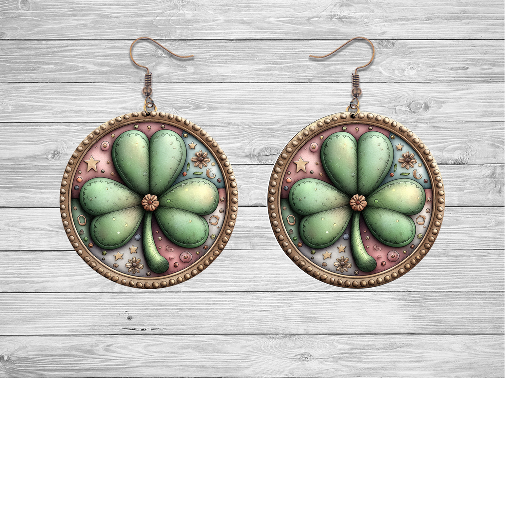 Vintage Clover Medallion Earrings