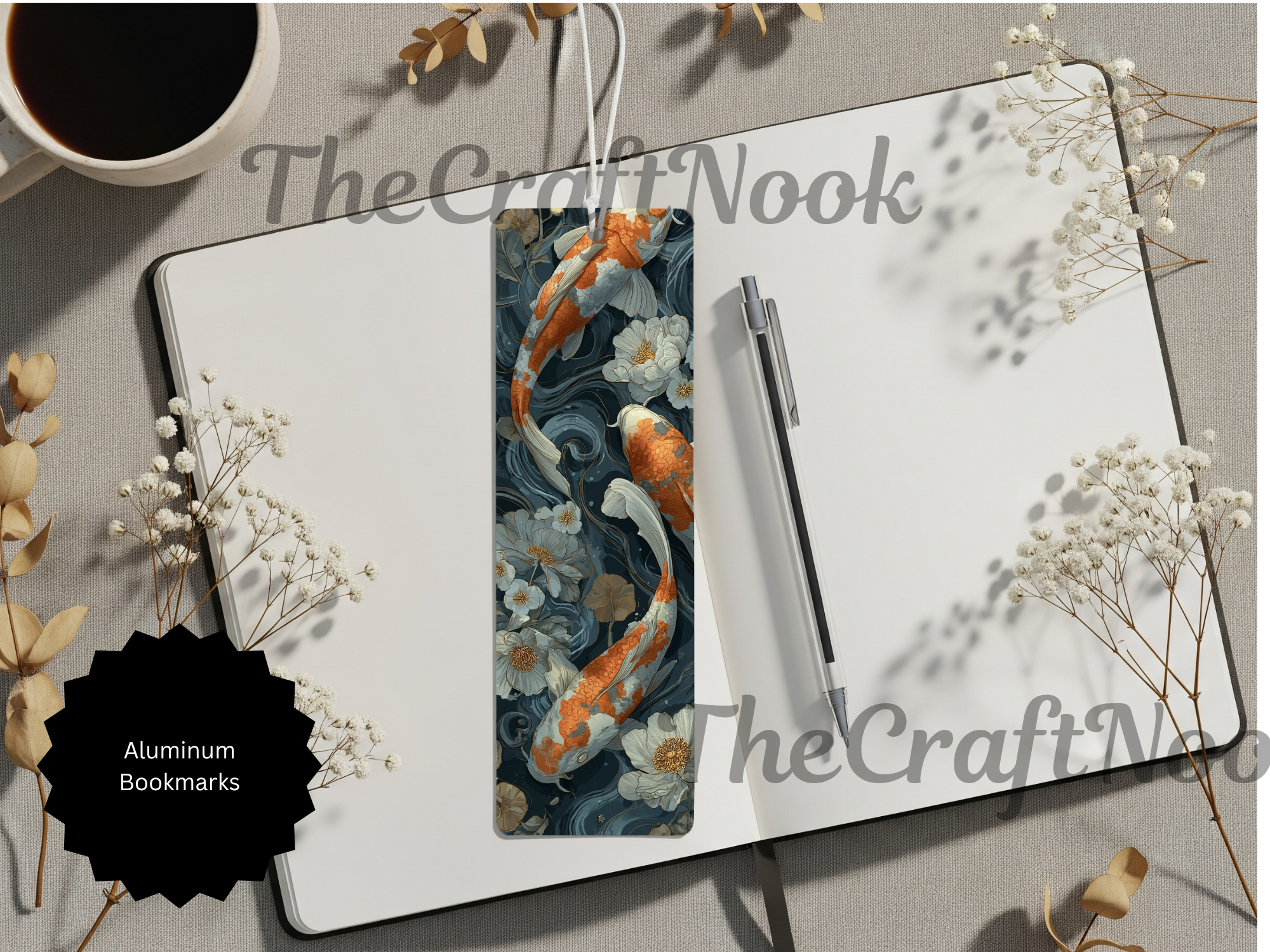 Koi Fish Bookmarks – Handcrafted Metal Bookmarks with Beads & Glitter