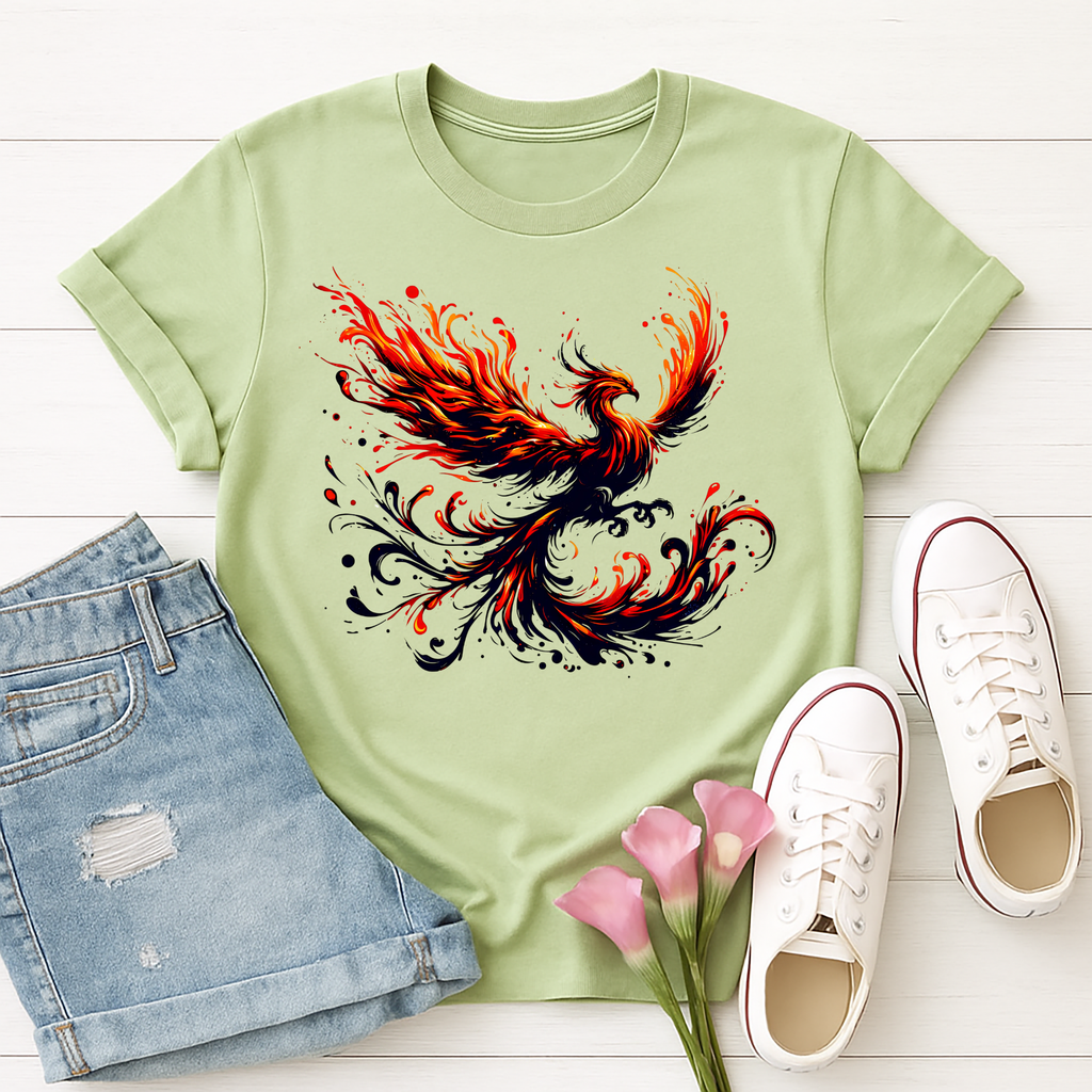 Phoenix Wings T-Shirt - Majestic Fire Bird Spread Wings Tee