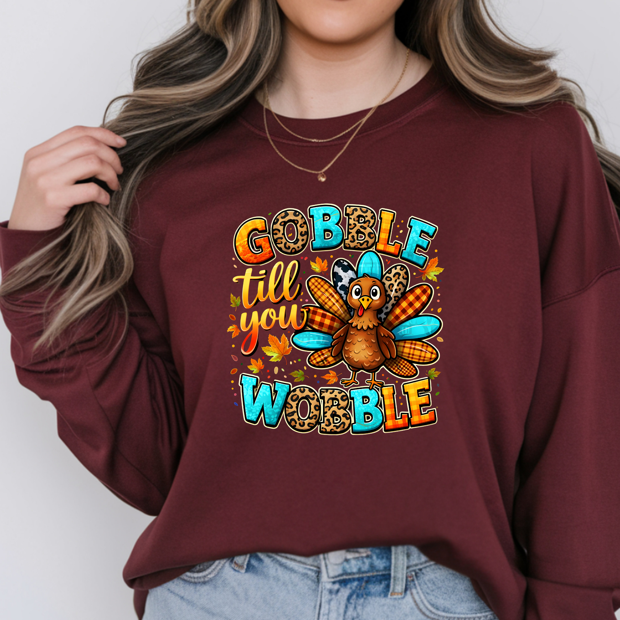 Gobble Thanksgiving Graphic Long Sleeve Tee