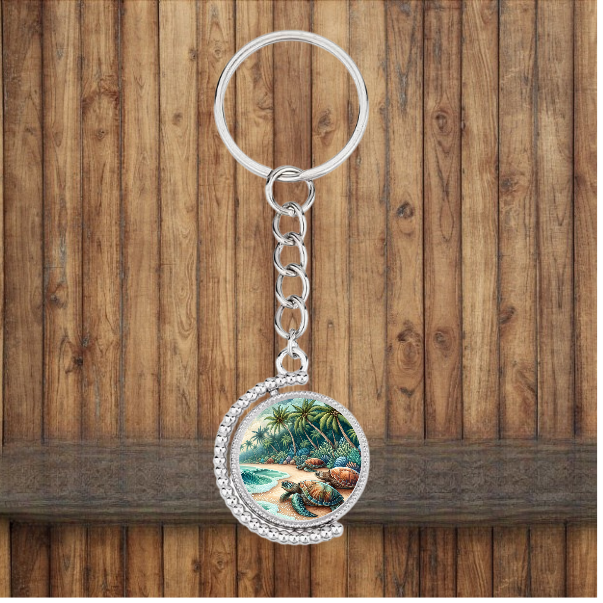 Sea Turtle Bezel Keychain — Choose Your Design