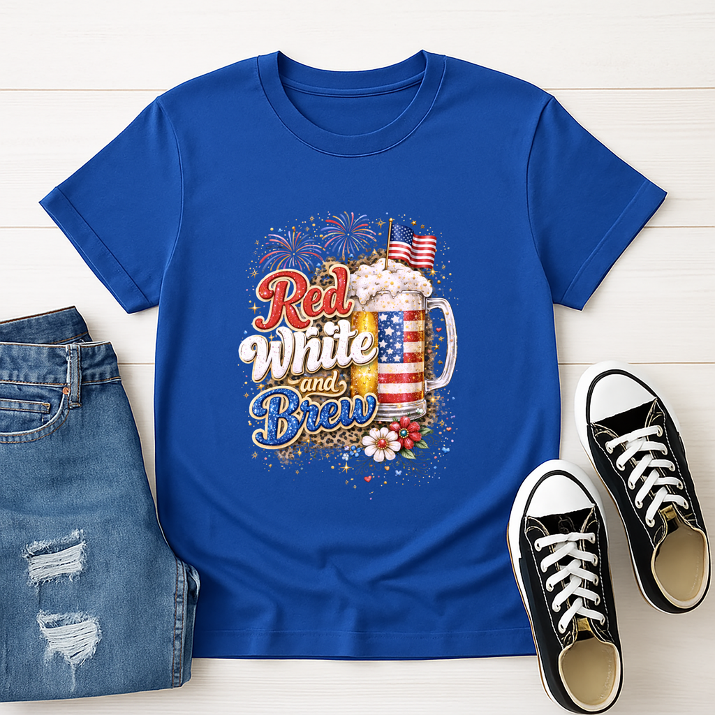 Red White and Brew Graphic Tee | Funny Patriotic Beer Shirt
