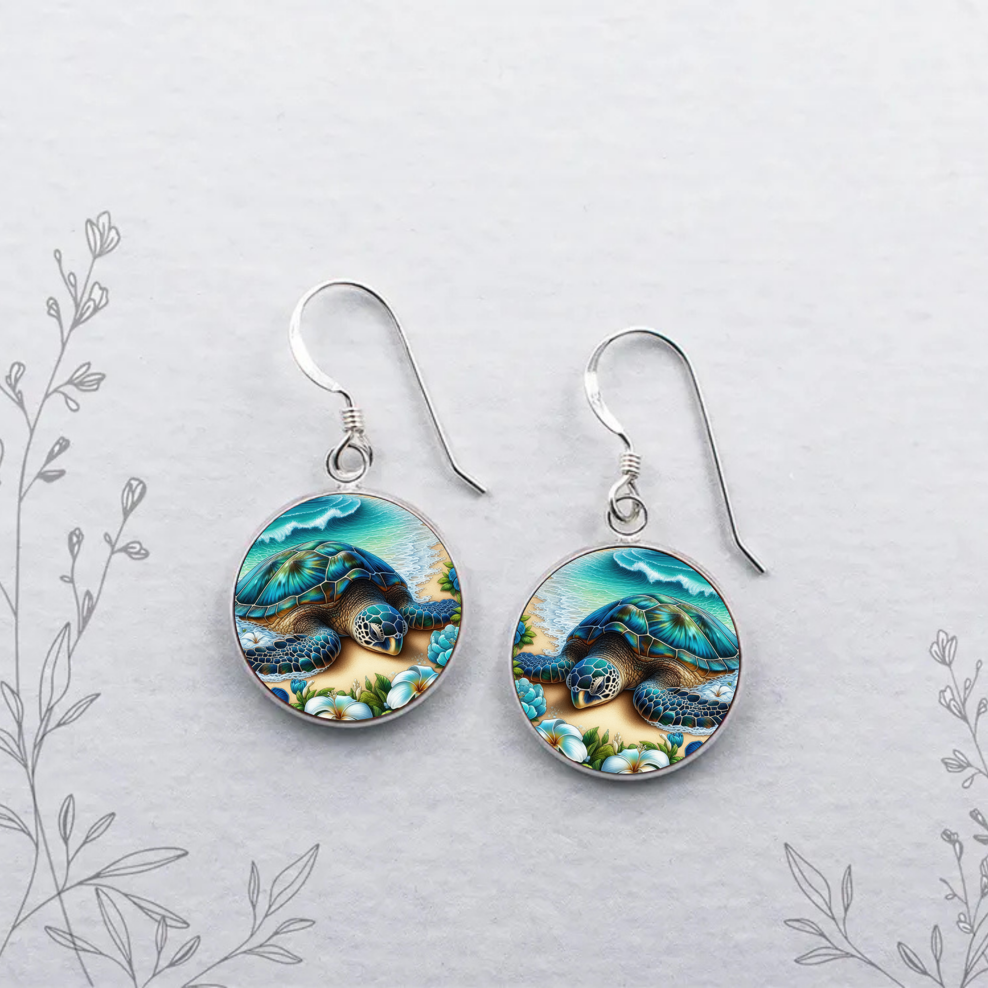 Sea Turtle Stud or Dangle Earrings — Choose Your Style & Design