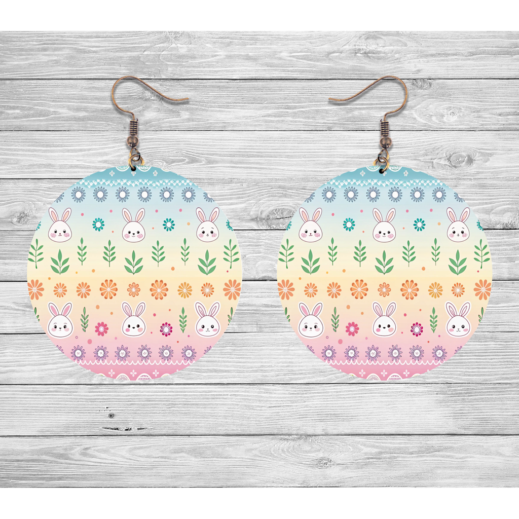 Pastel Bunny Pattern Easter Earrings