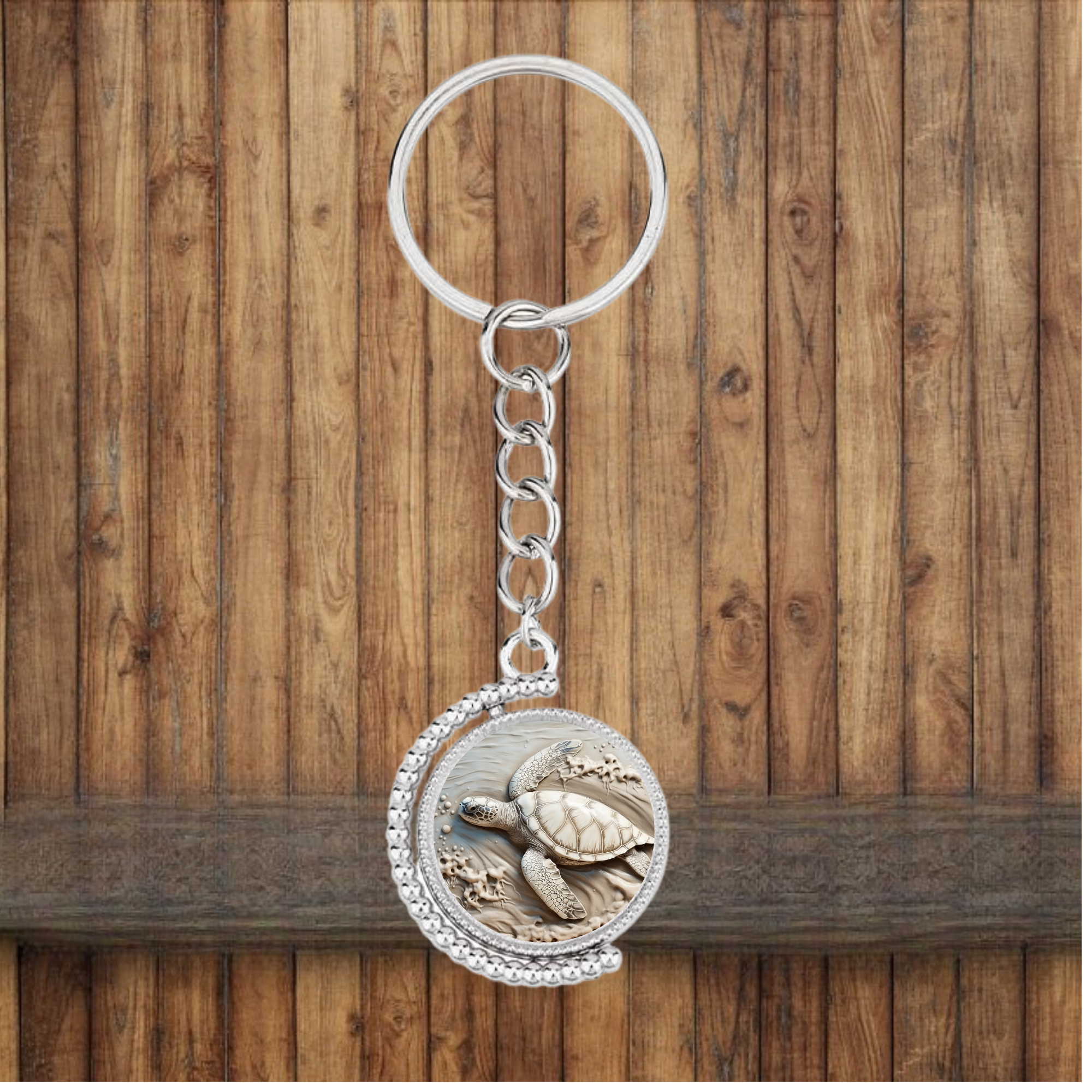 Sea Turtle Bezel Keychain — Choose Your Design