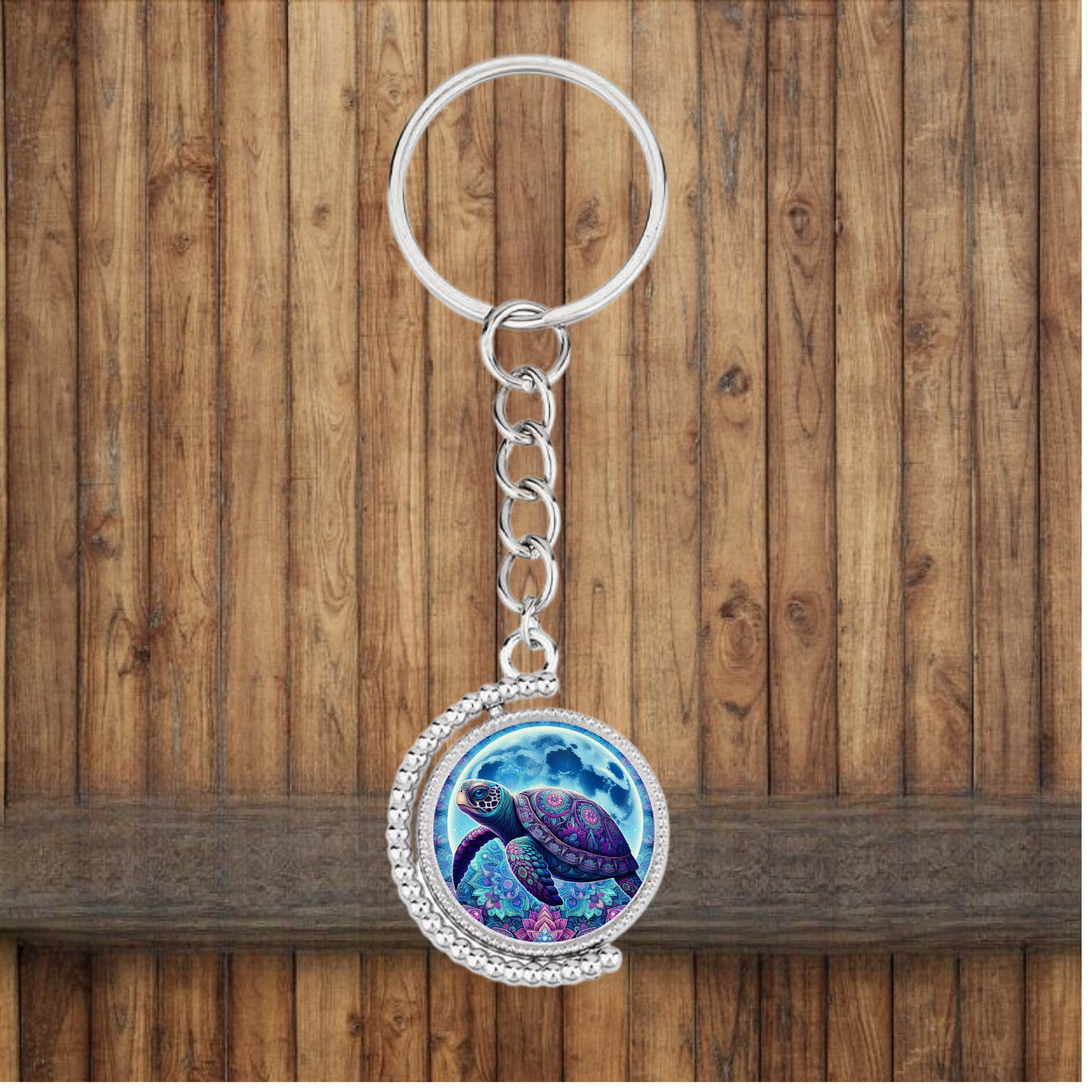 Sea Turtle Bezel Keychain — Choose Your Design