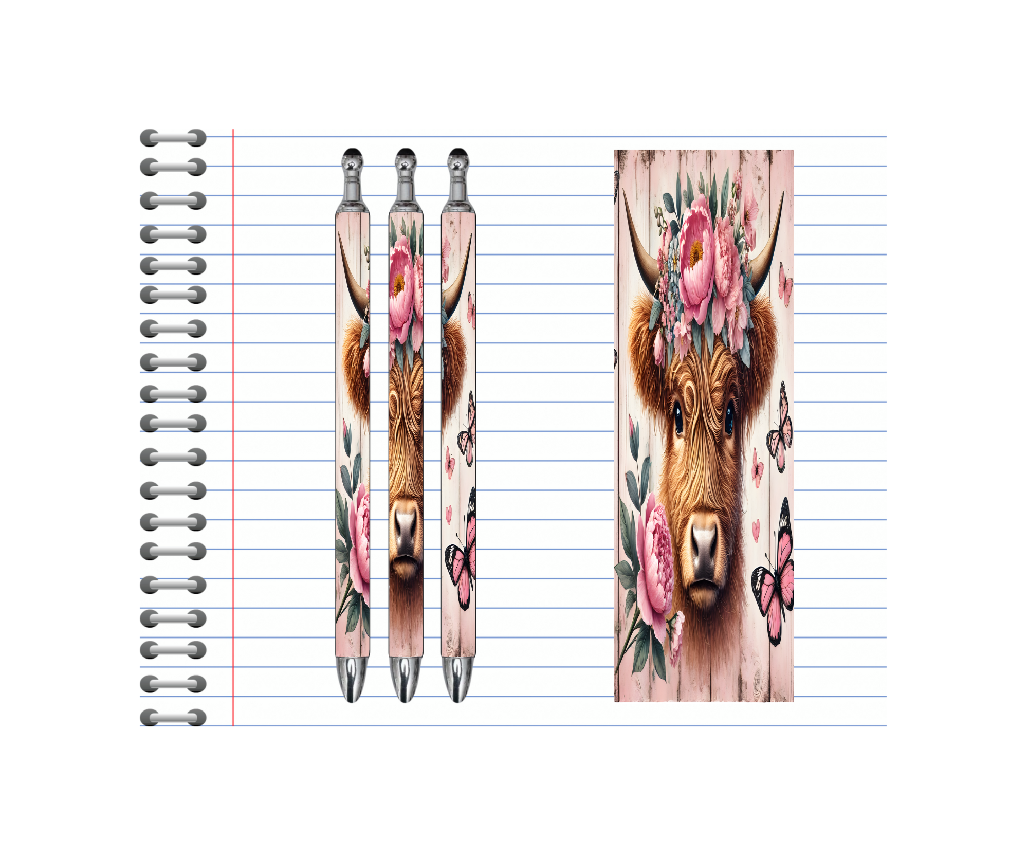 Refillable Pens, Highland Cow Images.  Cute notes start here. Multiple options and Images available.