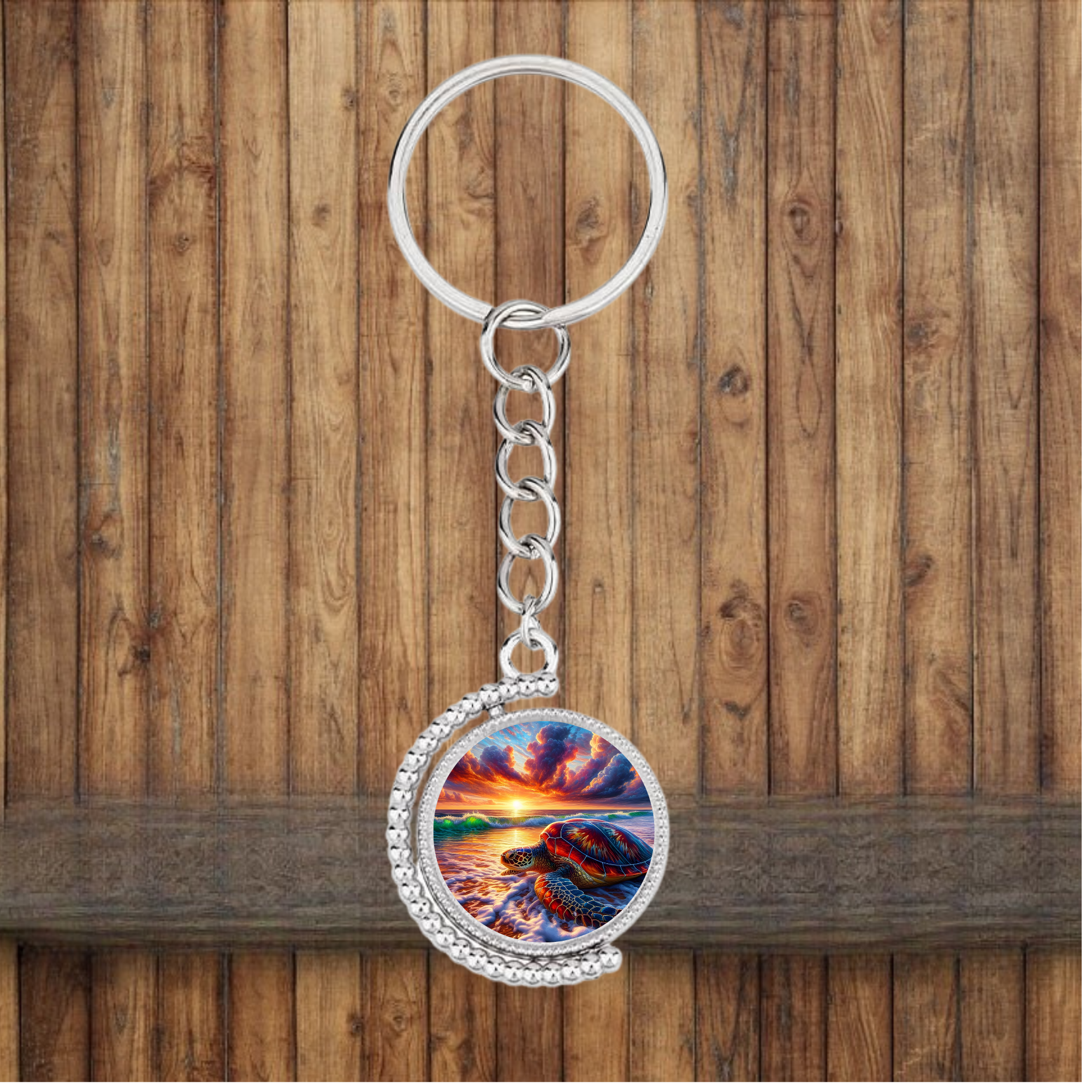 Sea Turtle Bezel Keychain — Choose Your Design