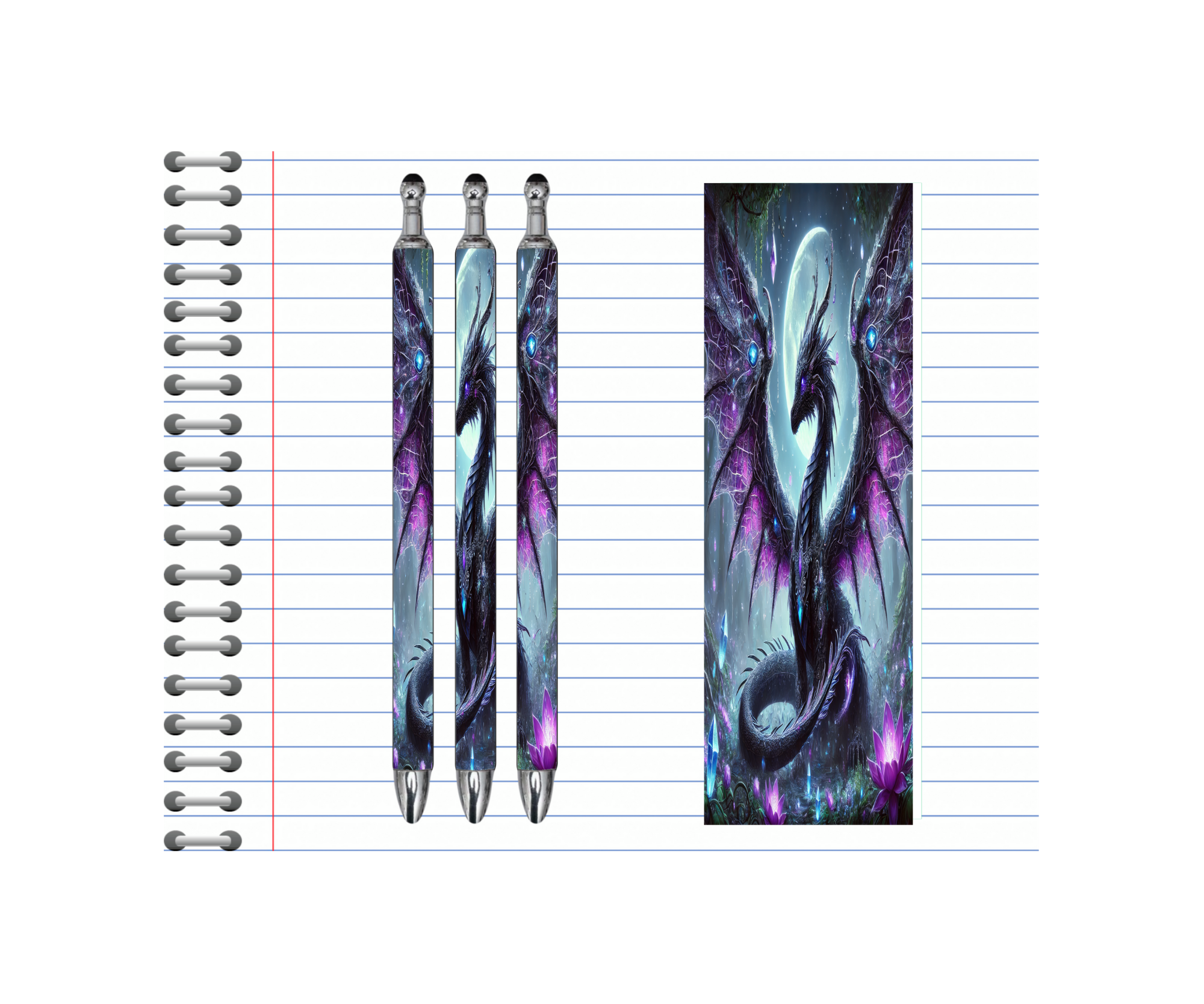 Refillable Pens, Dragon Images. Write your story with a spark of magic — smooth, bold, and dragon‑approved. multiple options and Images available.