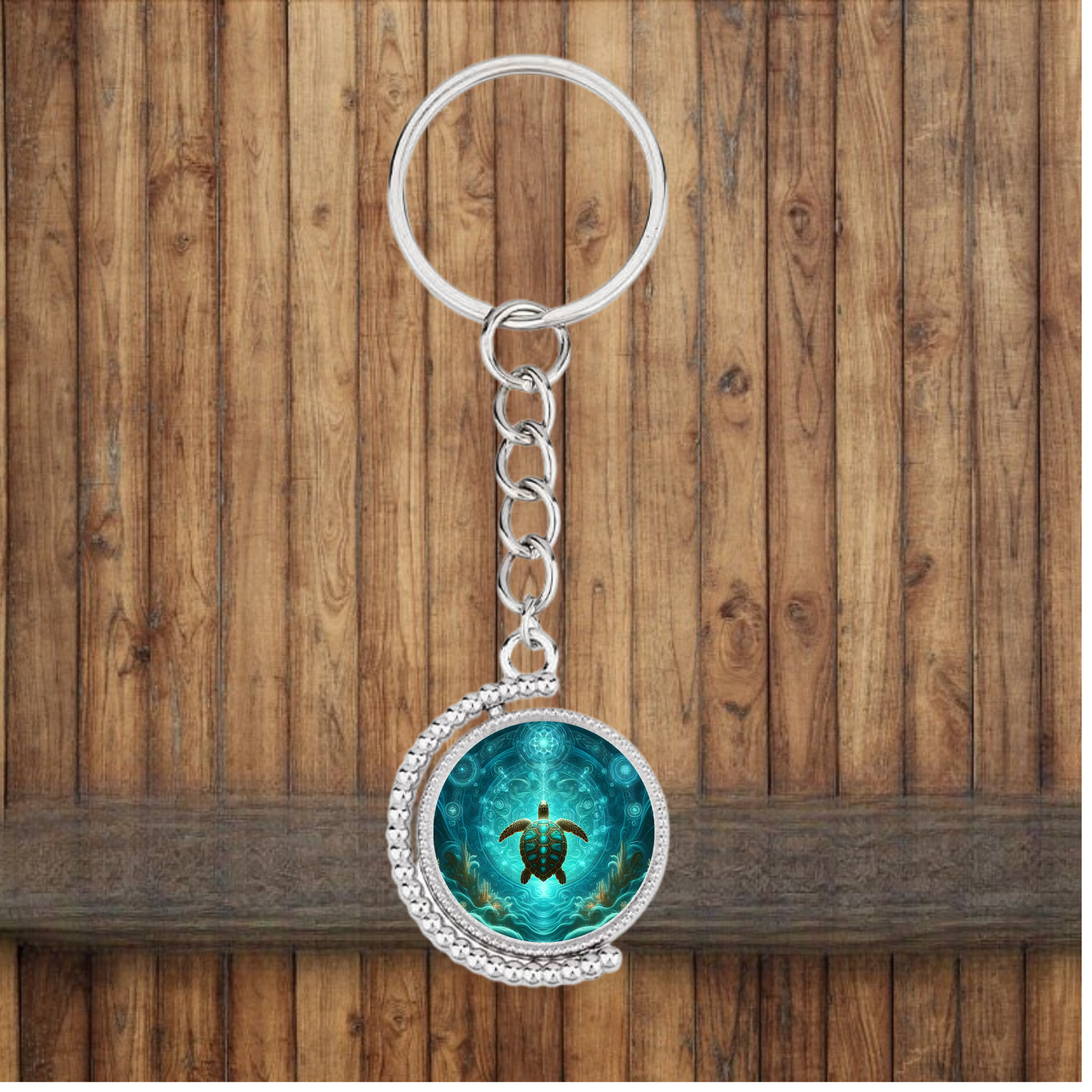Sea Turtle Bezel Keychain — Choose Your Design