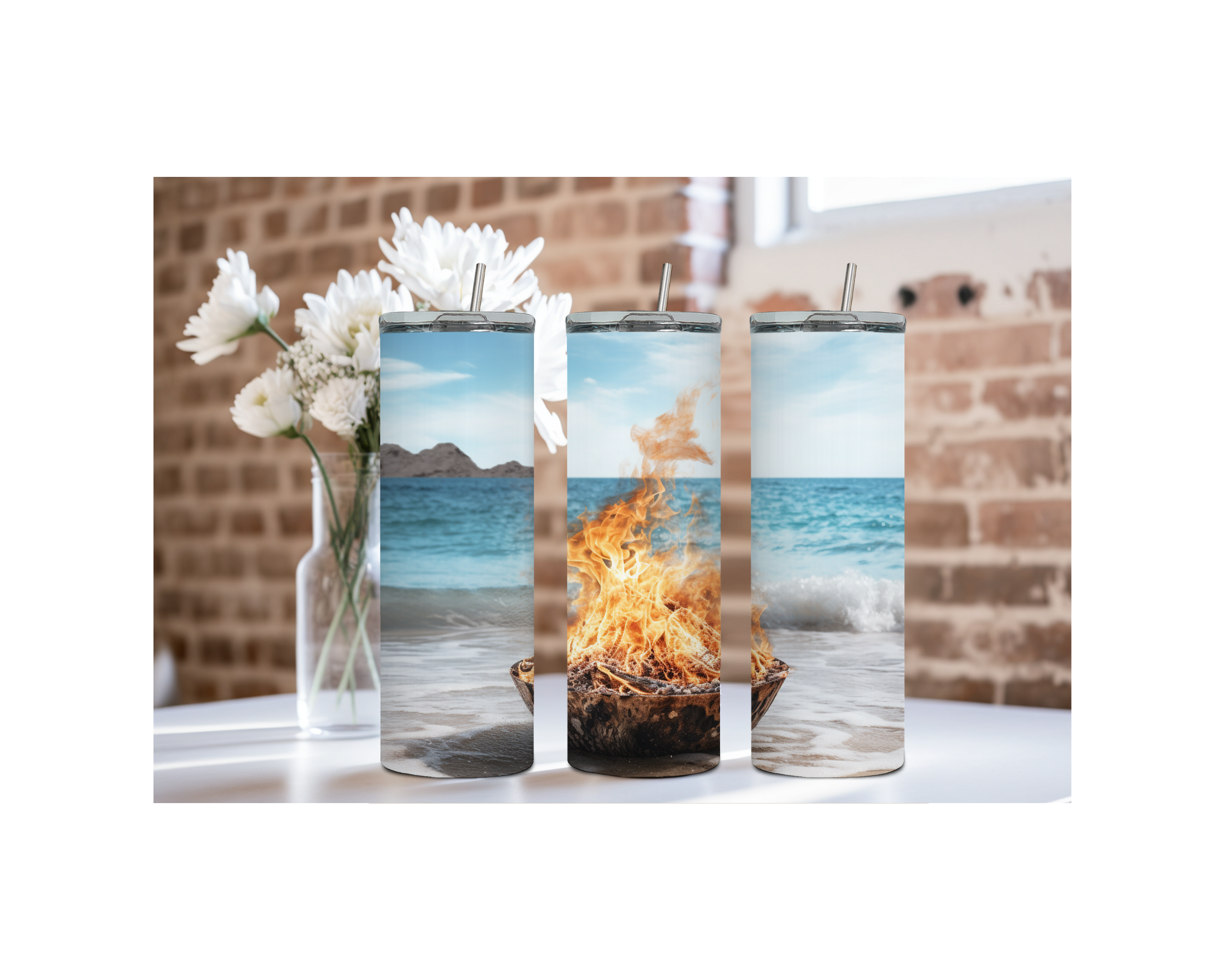 20 oz Beach Bliss Stainless Steel Tumblers, Multiple images to Choose from.