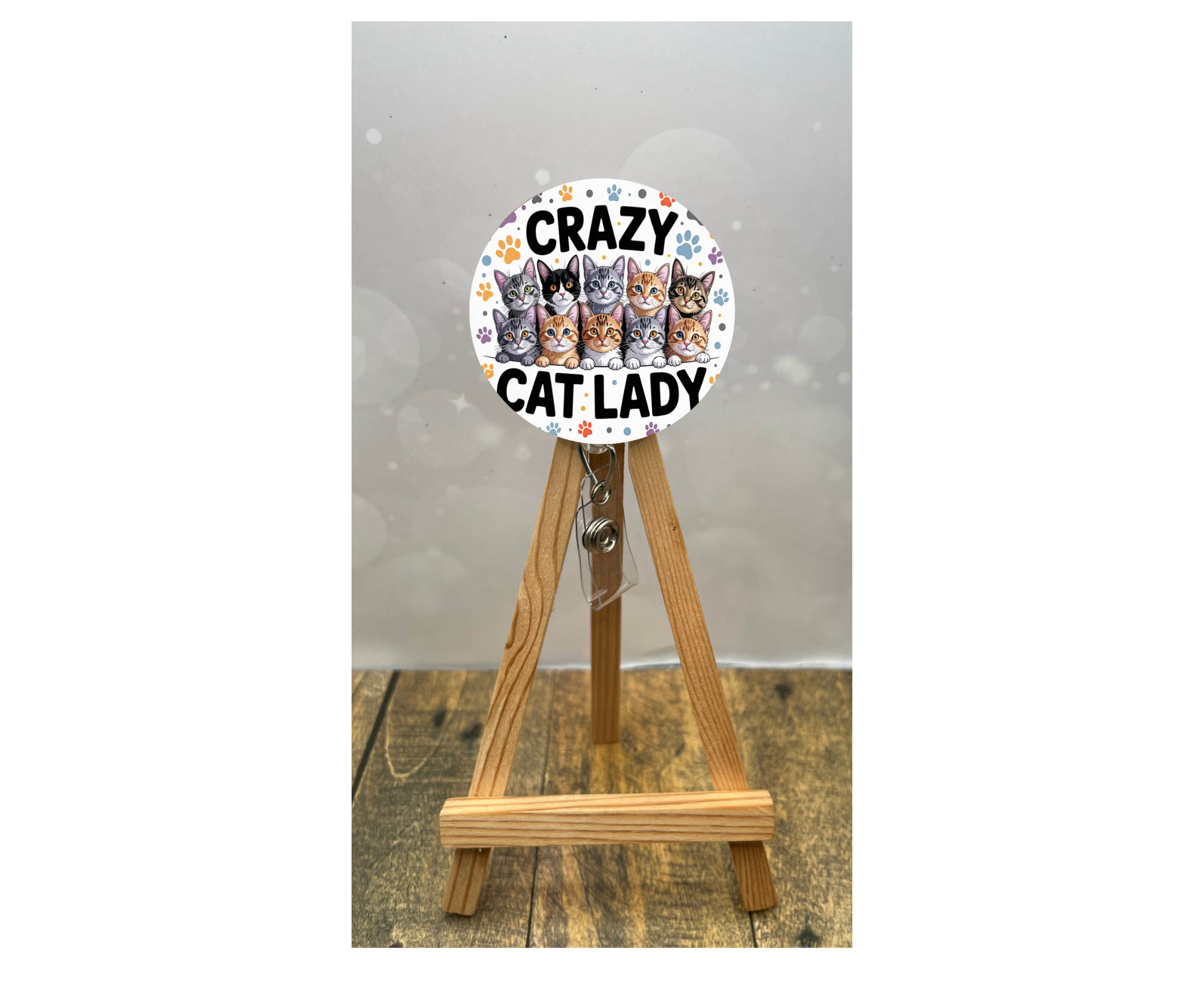 Cat badge pulls. Make every shift a purr‑fect one. Multiple Images available. Add beads or shimmer glitter options.