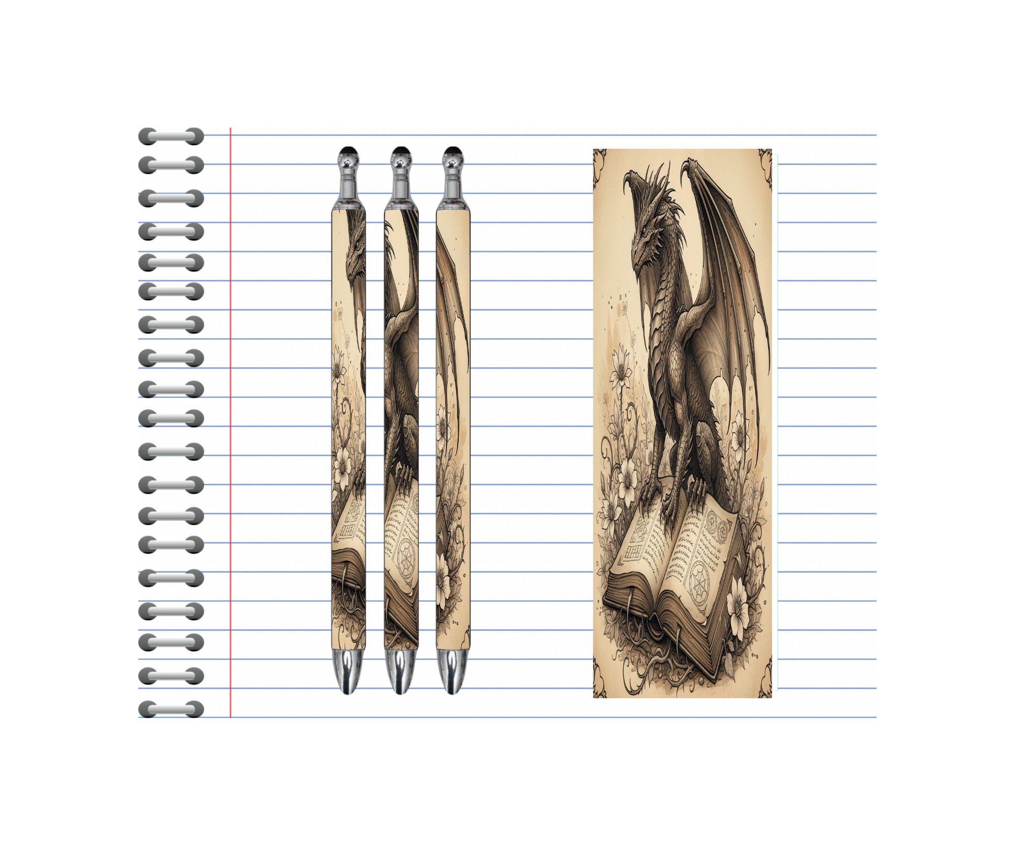 Refillable Pens, Dragon Images. Write your story with a spark of magic — smooth, bold, and dragon‑approved. multiple options and Images available.