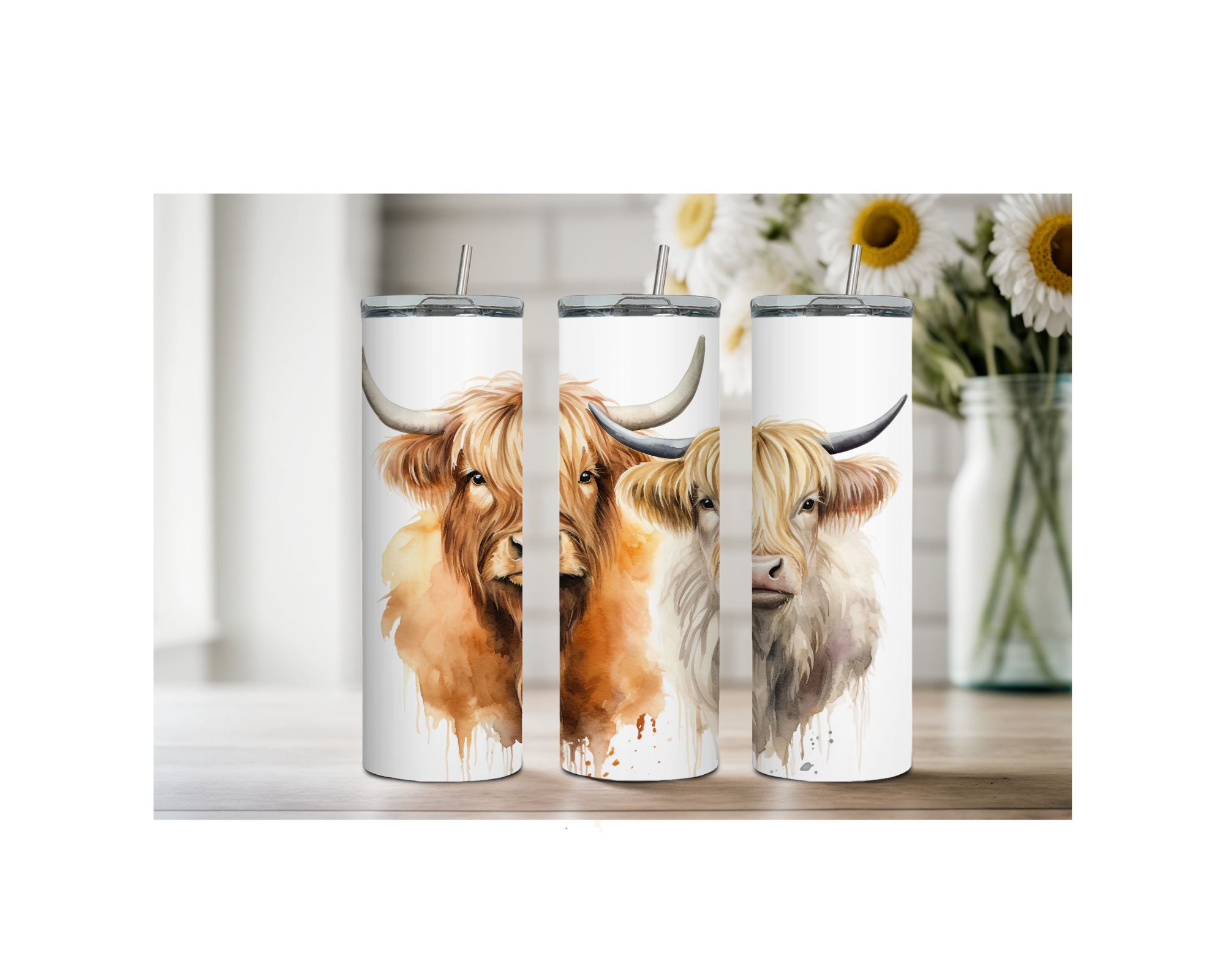 20 oz Highland Cutie Country Stainless Steel Tumbler. Multiple Images Available.