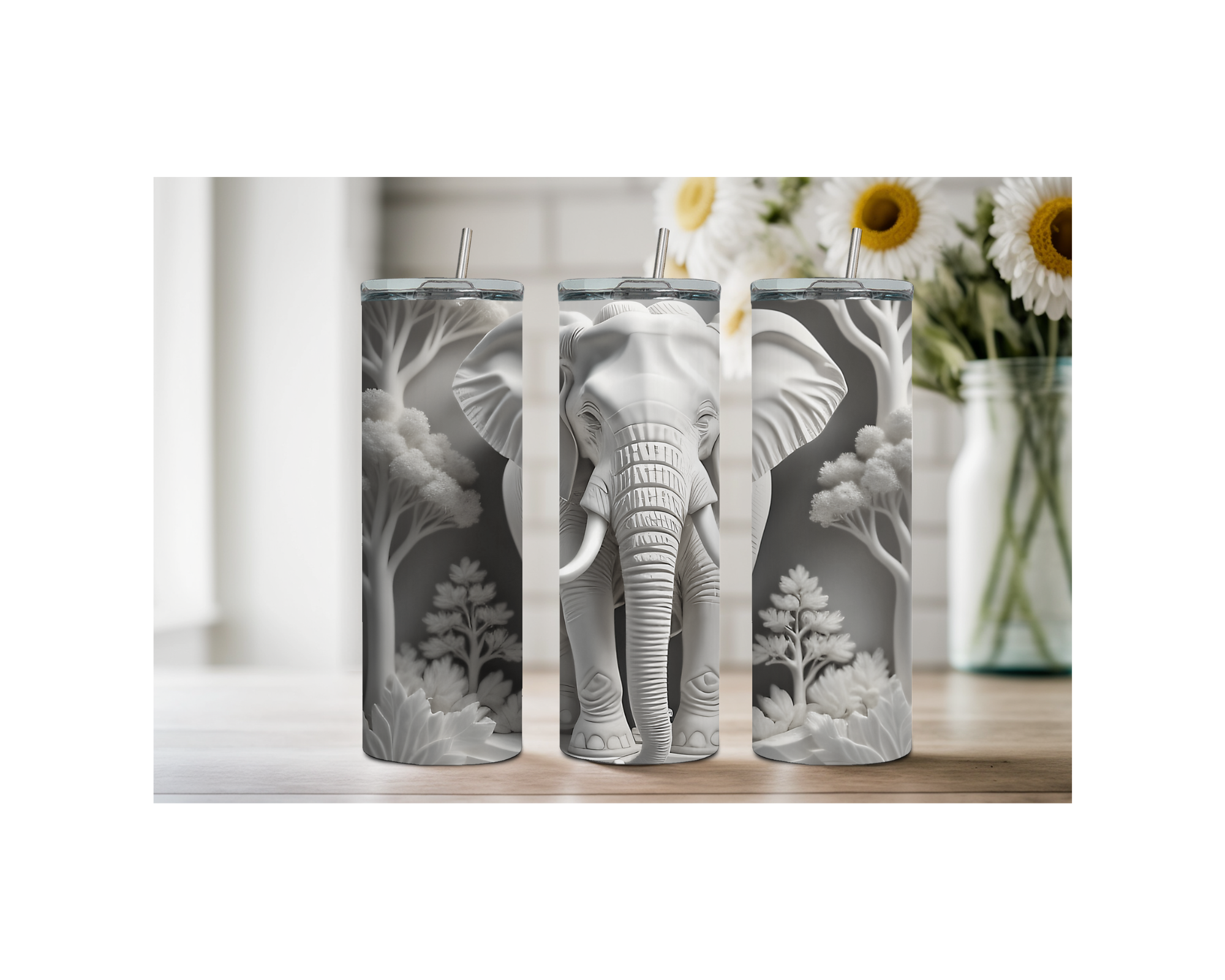 20 ounce Wise & Wonderful Elephant Stainless Tumbler. Multiple Sizes and Images Available.