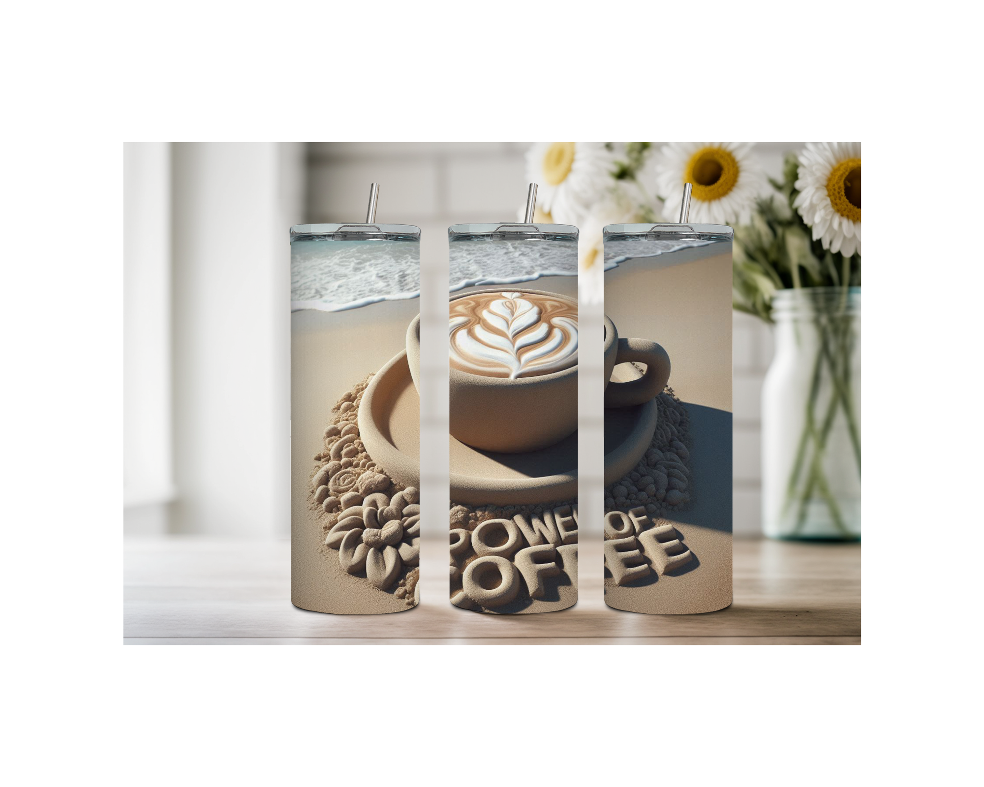 Brew‑tiful Day 20 oz Coffee Tumbler. Stainless-Steel Tumblers. Multiple Sizes and Images Available.