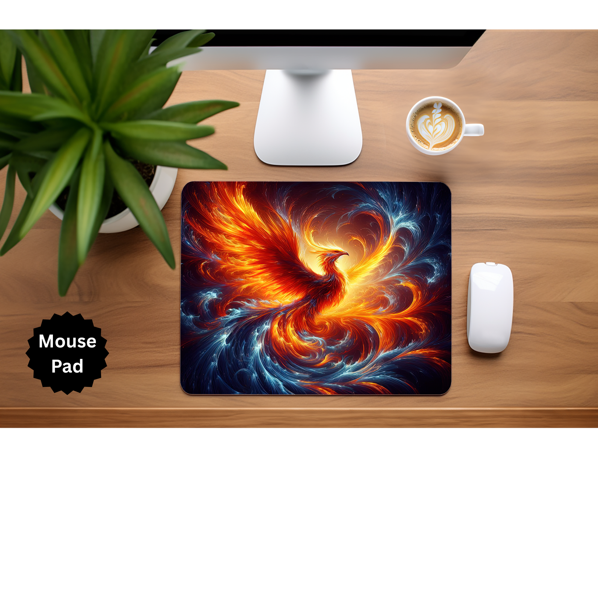Phoenix Mouse Pad - Mythical Fire Bird Desk Accessory