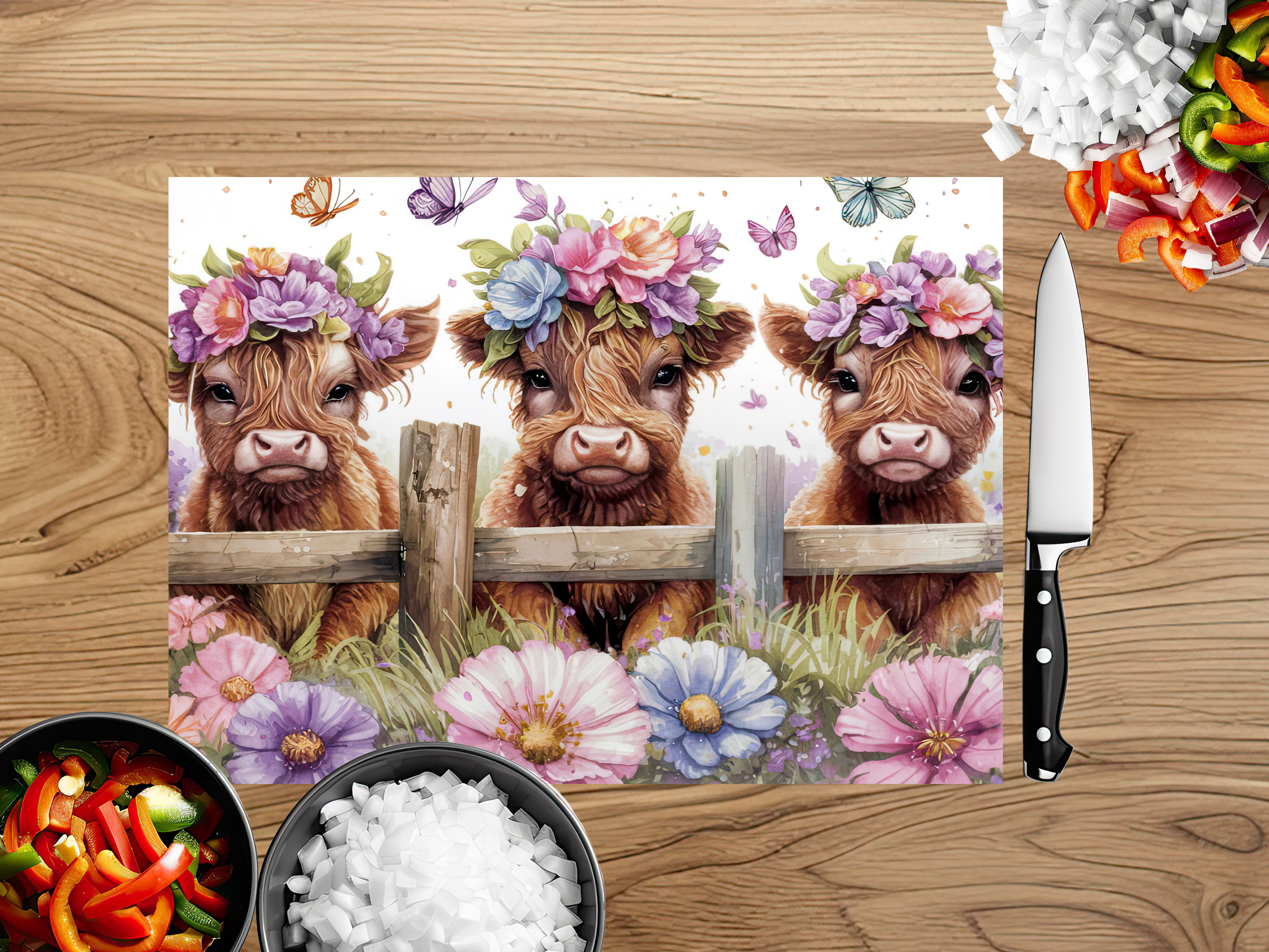 Highland Cow Farmhouse Cutting Board