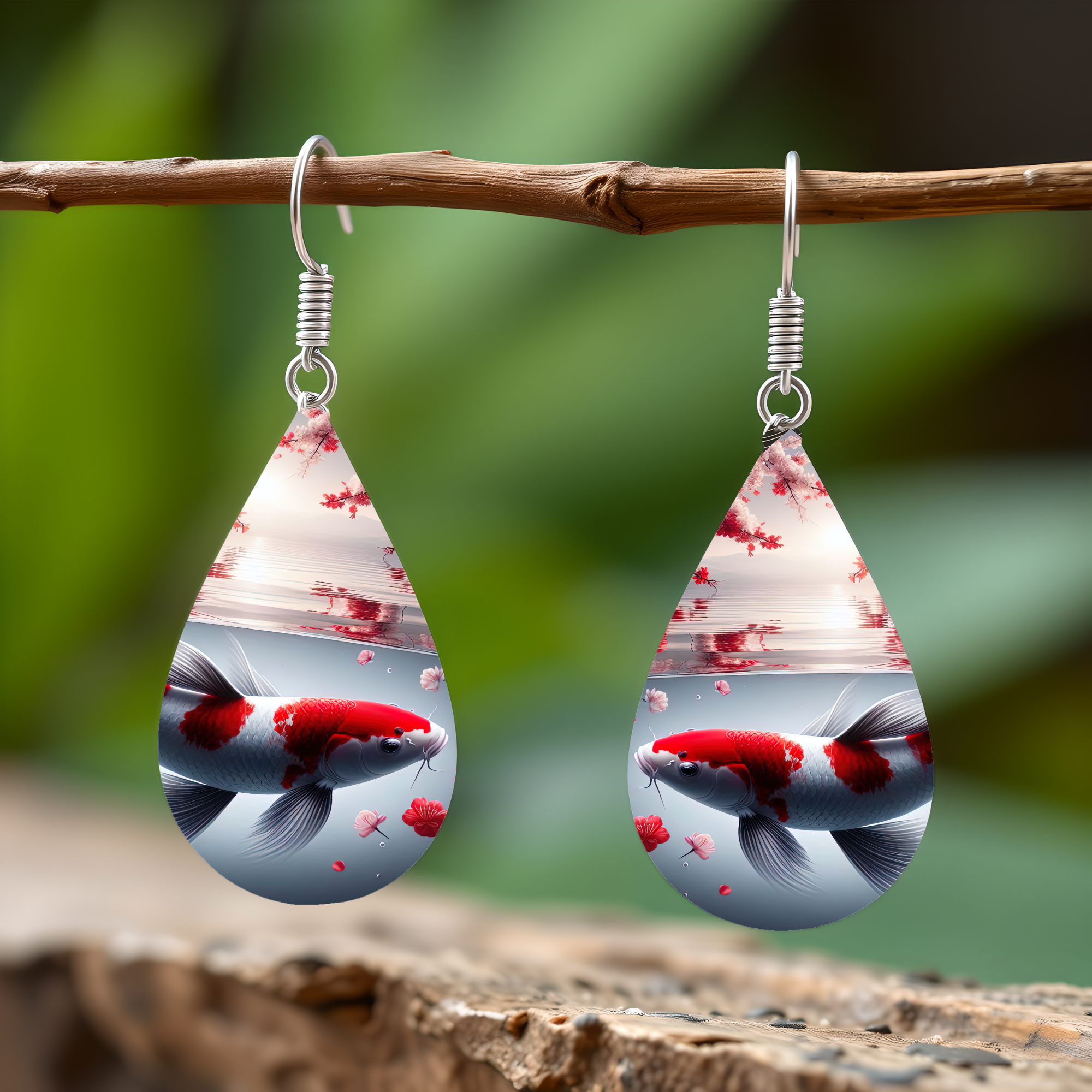 Koi Fish Teardrop Earrings