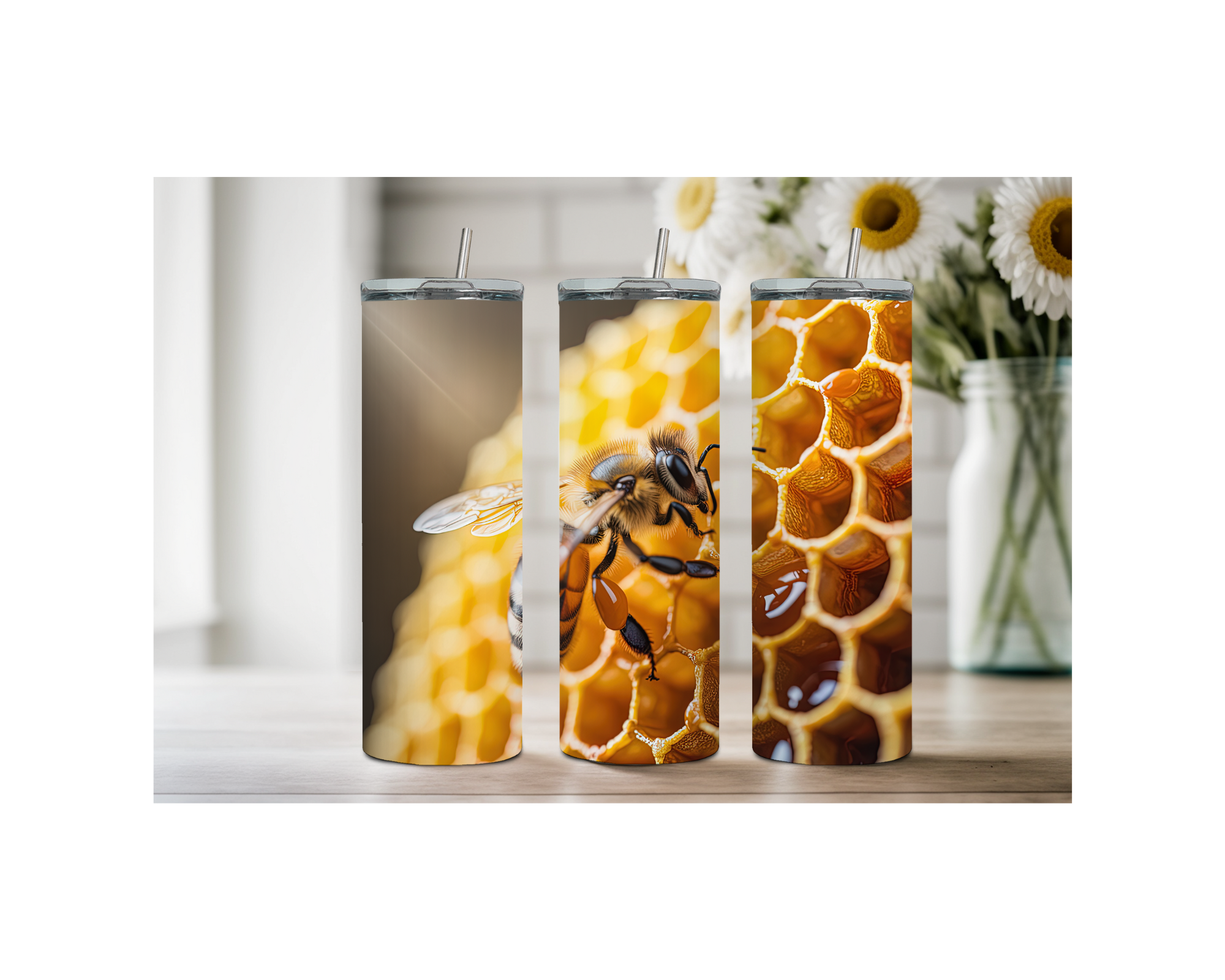 40 and 30 oz Honeybee Stainless Steel Tumblers. Multiple Images Available