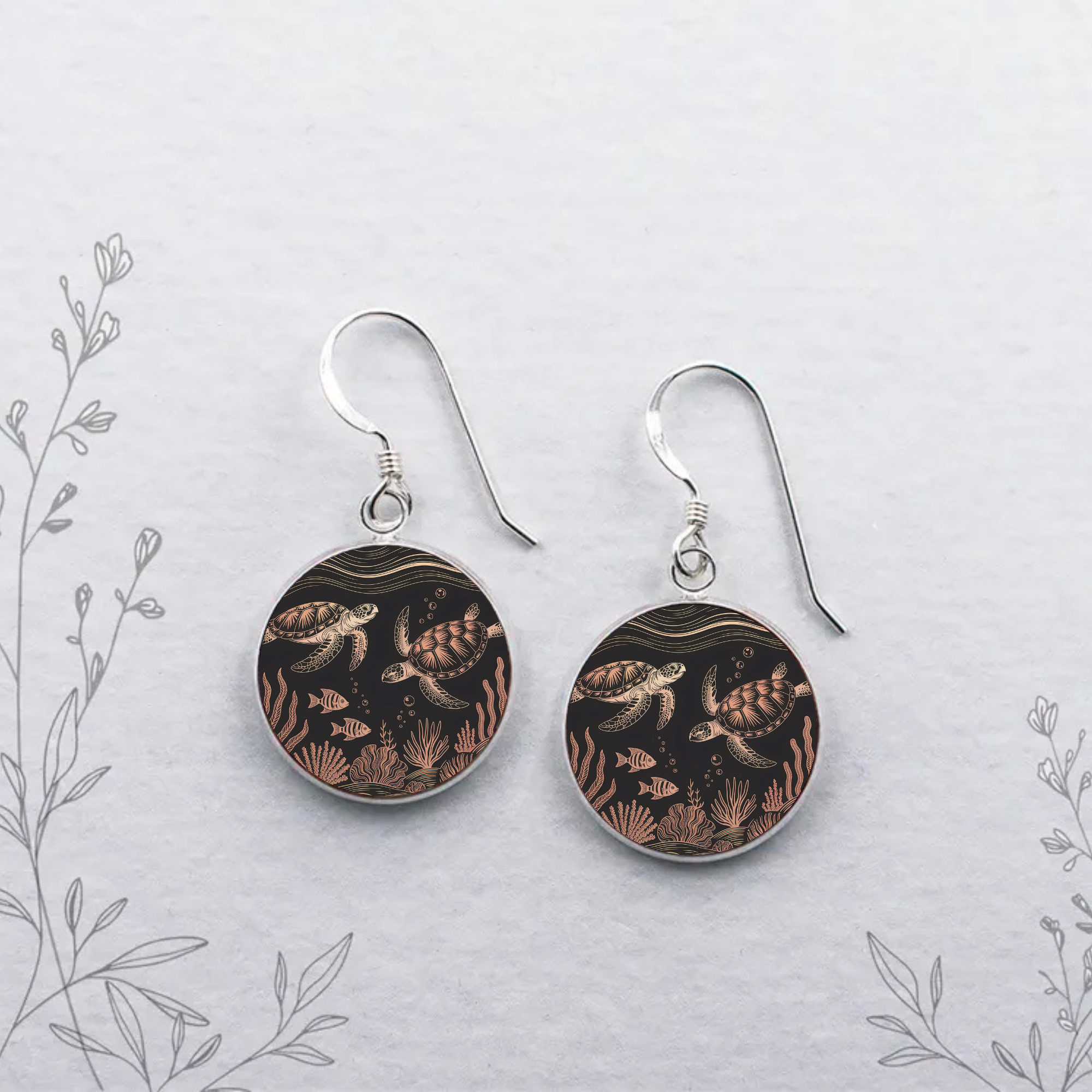 Sea Turtle Stud or Dangle Earrings — Choose Your Style & Design
