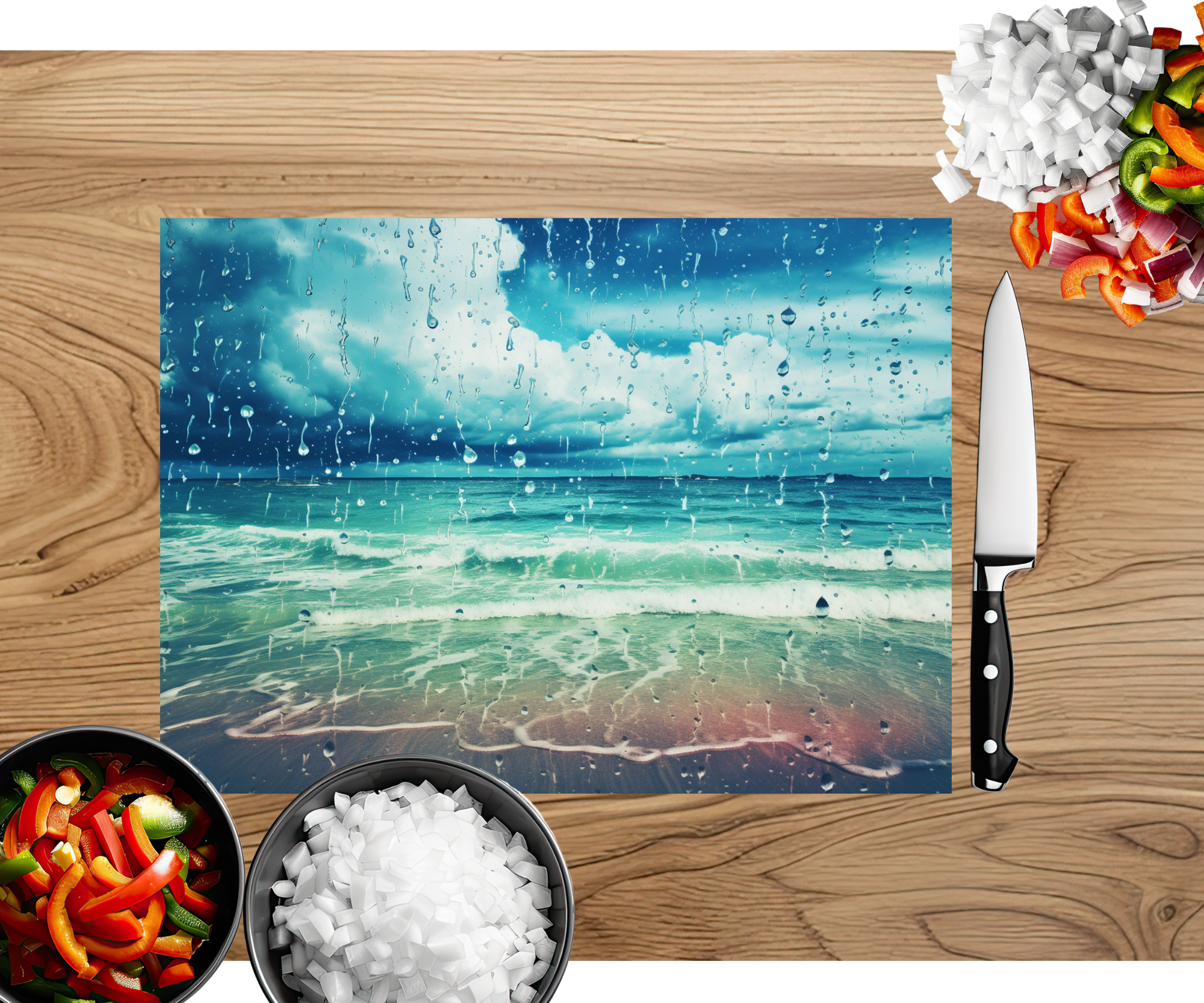Beach Vibes Glass cutting boards. Multiple images Available.