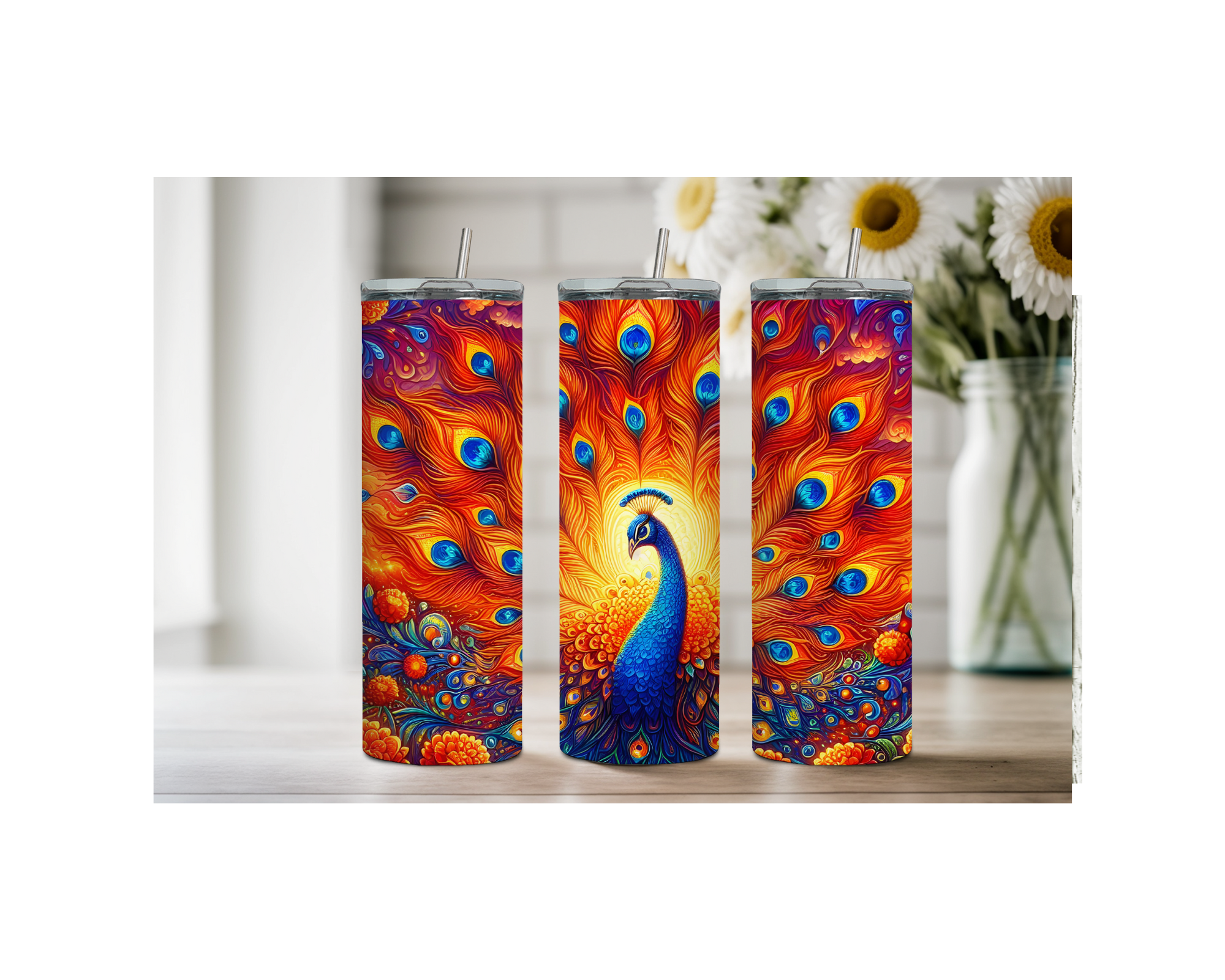 Peacock Stainless Steel Tumblers. Multiple Sizes and Images Available. Stay hydrated — and stay fabulous — with your peacock tumbler