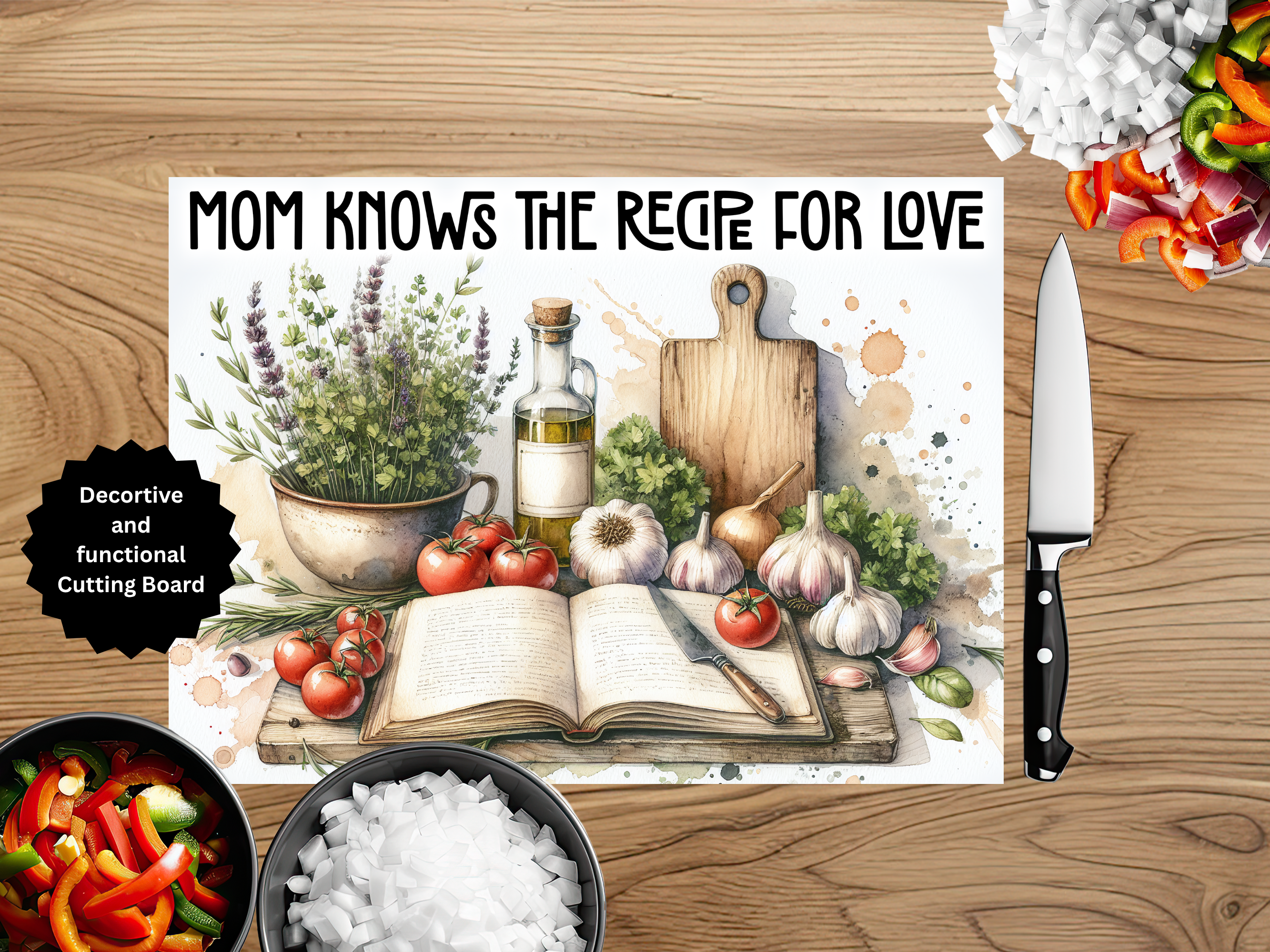 Mother's Day Glass Cutting Board — Choose Your Design