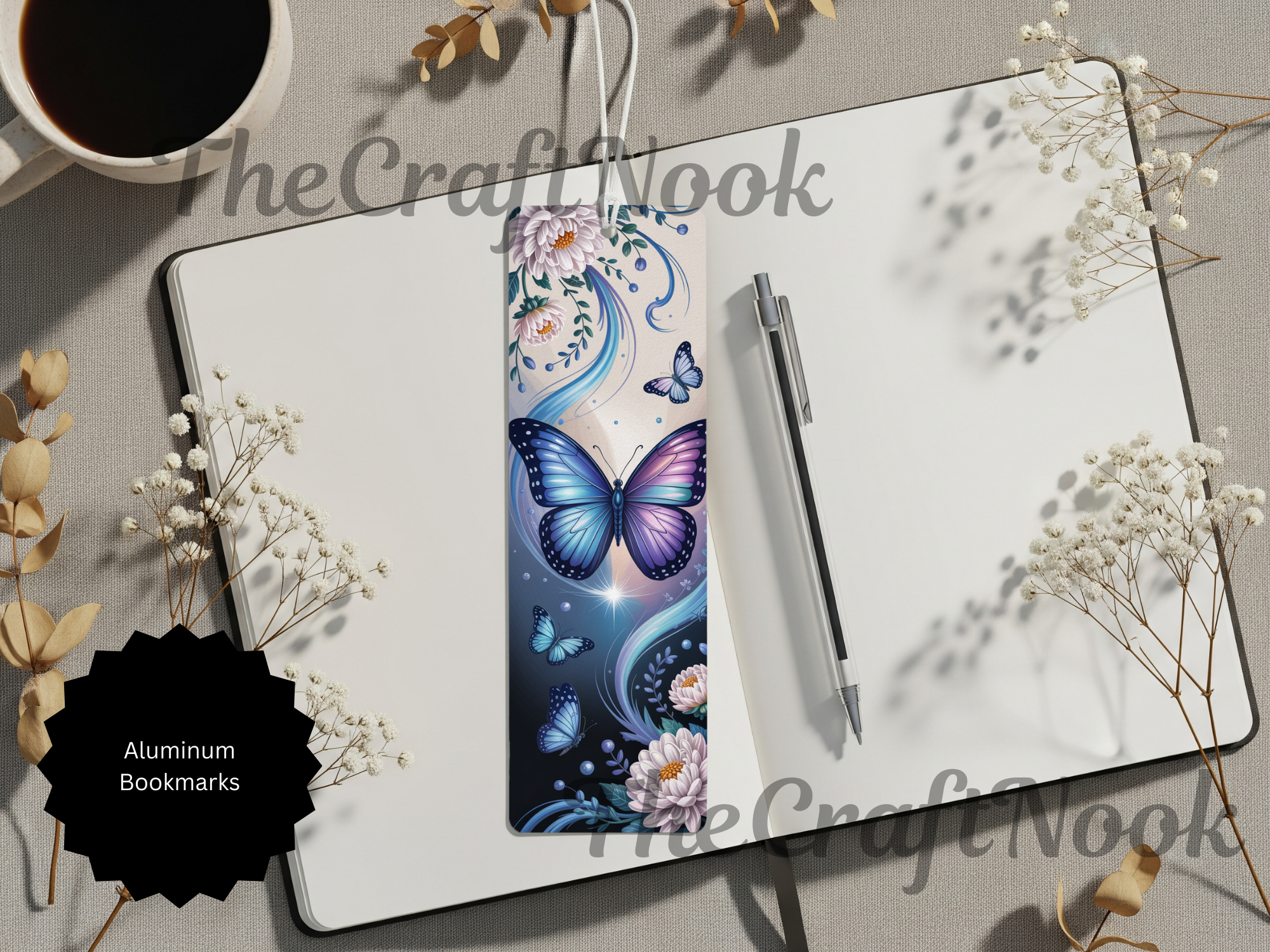 Butterfly Bookmarks - Handcrafted Aluminum Metal with Beads & Glitter