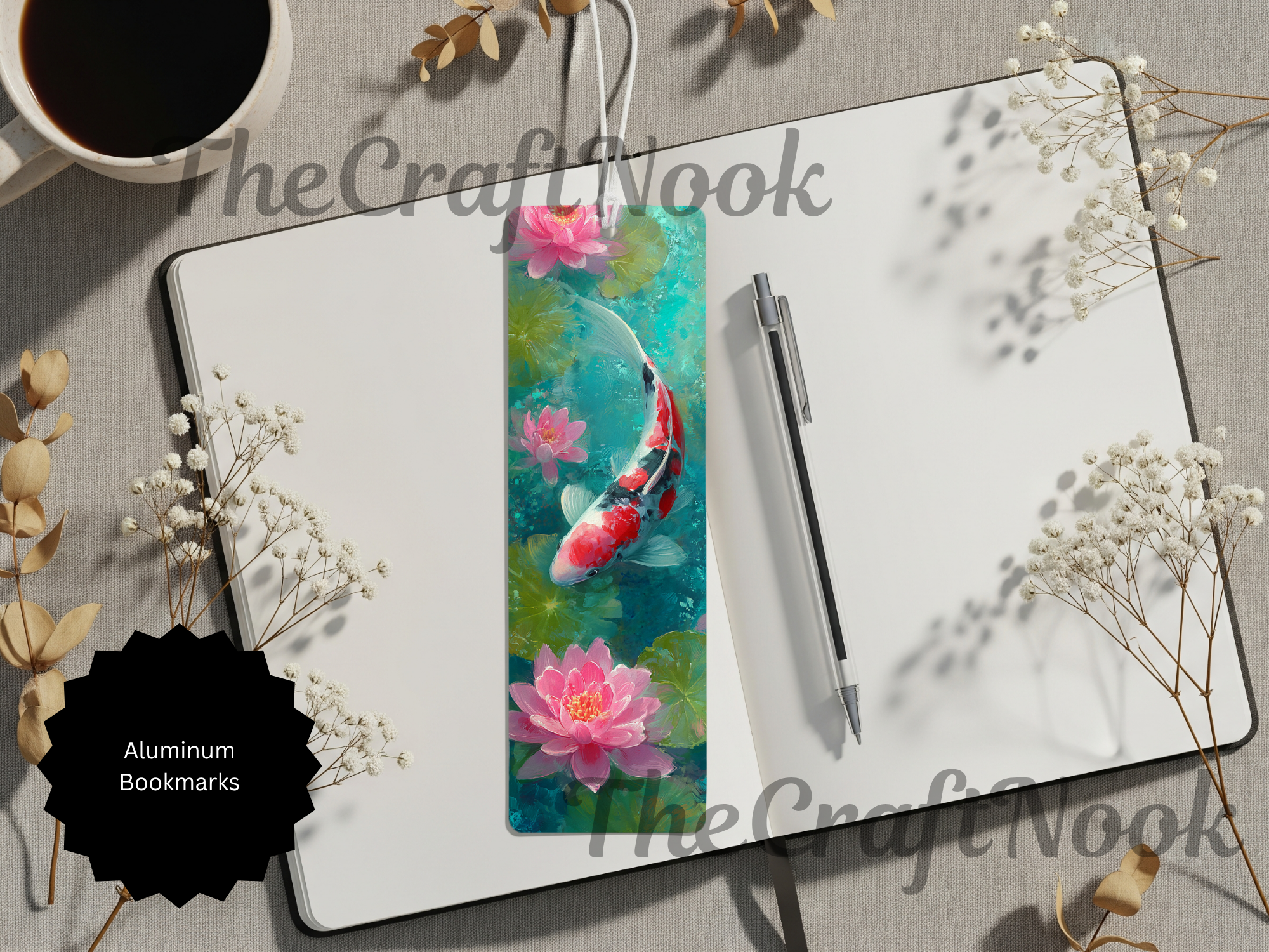 Koi Fish Bookmarks – Handcrafted Metal Bookmarks with Beads & Glitter