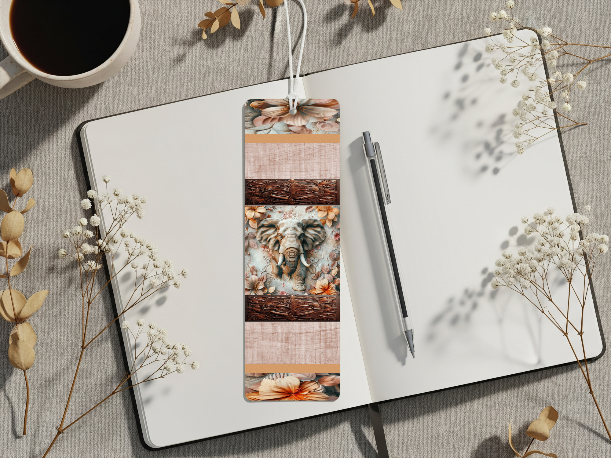 Aluminum Metal Bookmarks, Elephant Images