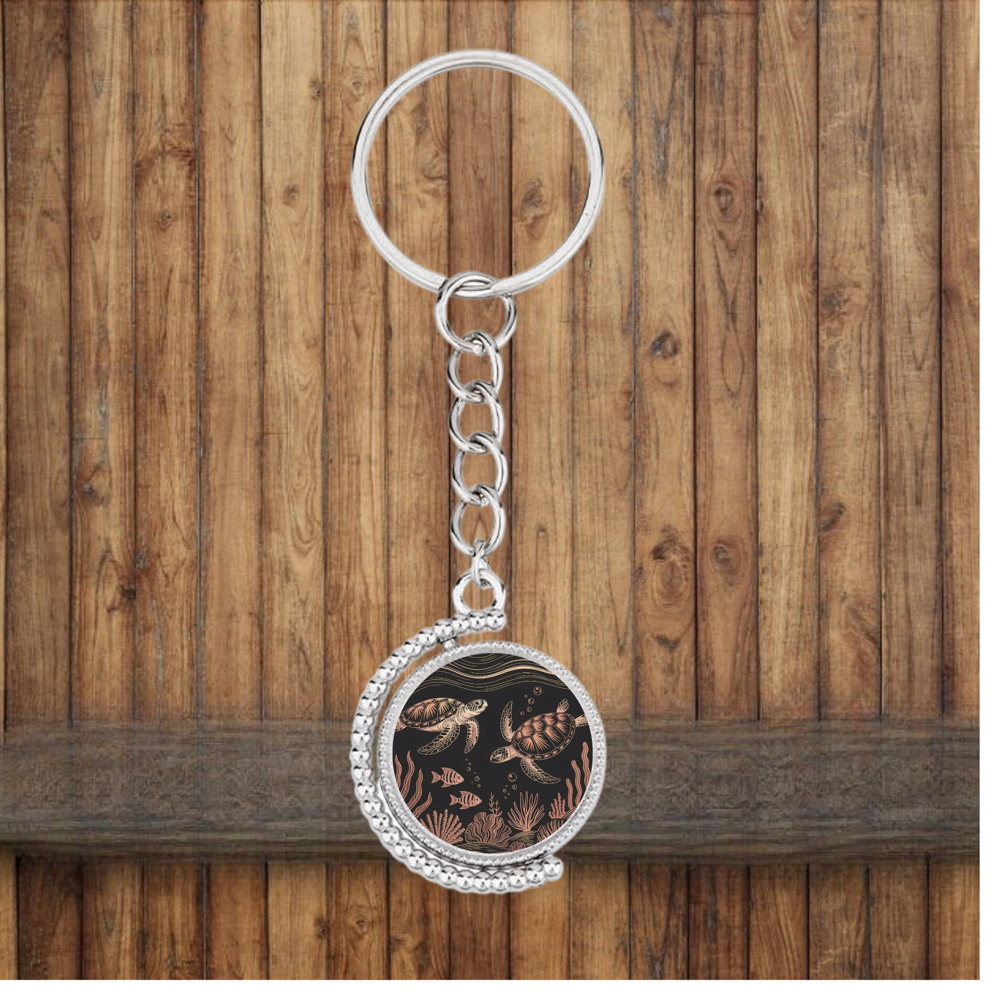 Sea Turtle Bezel Keychain — Choose Your Design