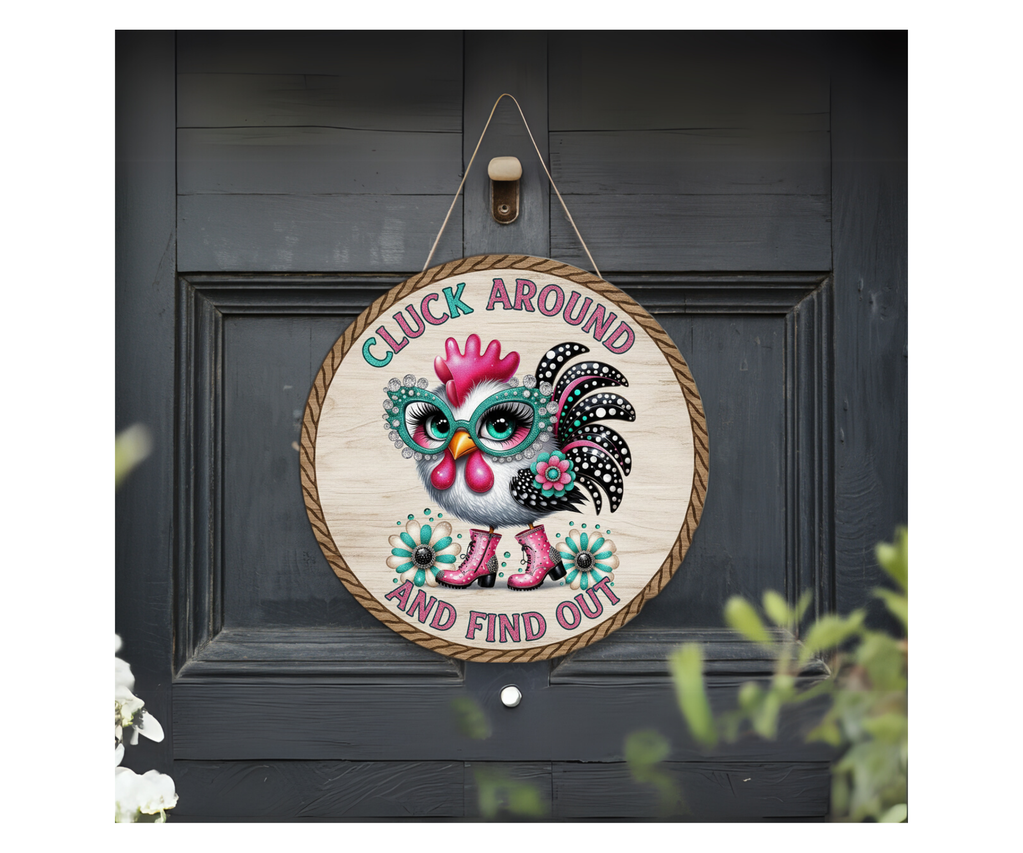 Cluck In & Stay Awhile Chicken Door Signs
