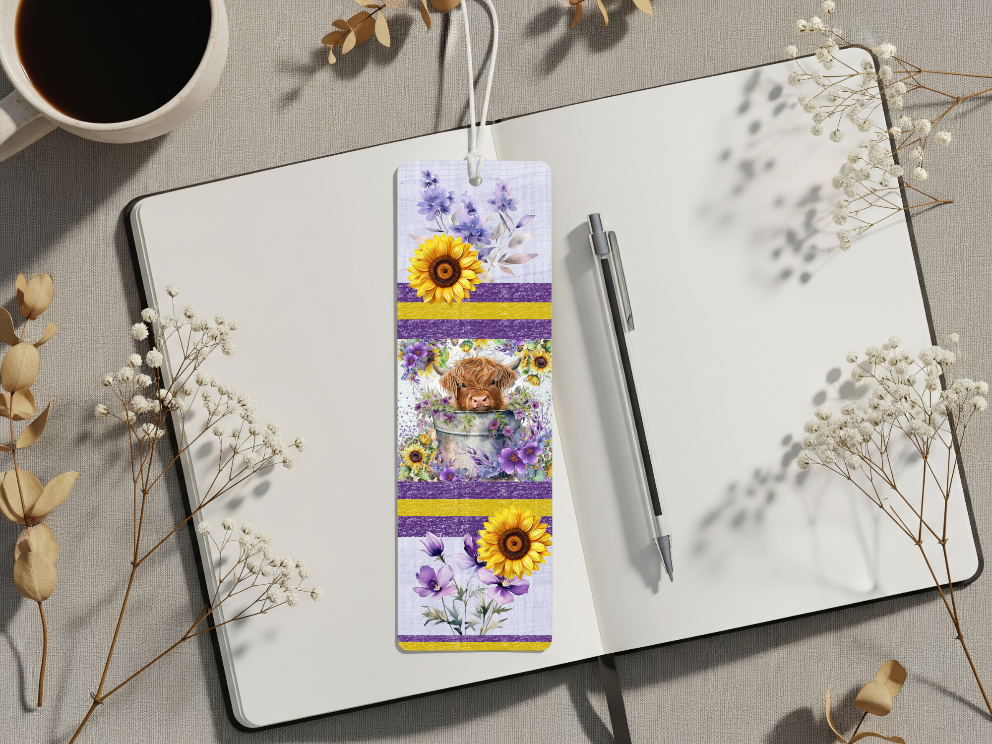 Aluminum Metal Bookmarks, Highland Cow Images For readers who prefer their page‑holders with bangs and horns
