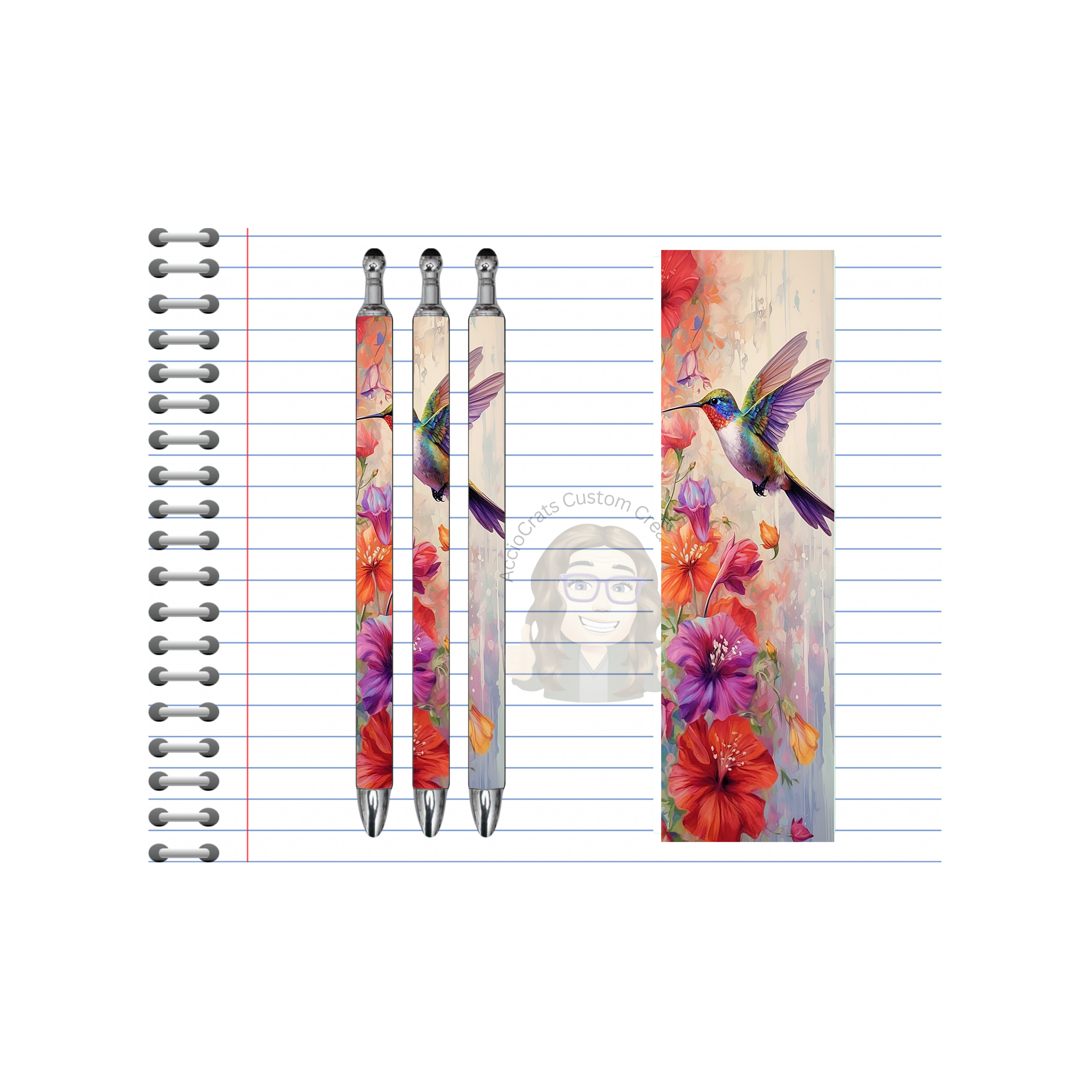 Refillable Pens, Hummingbird Images. Let your writing bloom. 🌸✨multiple options and Images available