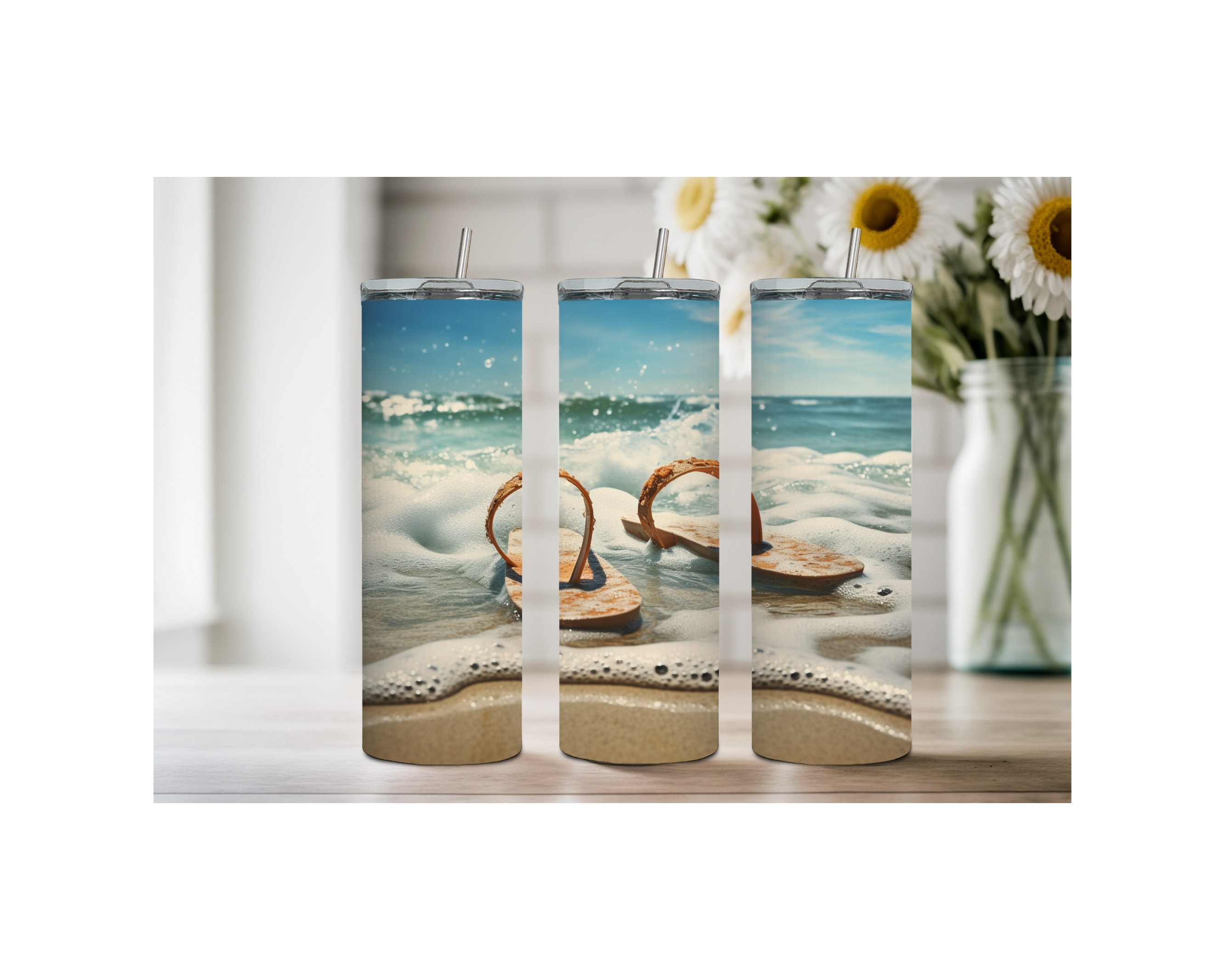 20 oz Beach Bliss Stainless Steel Tumblers, Multiple images to Choose from.