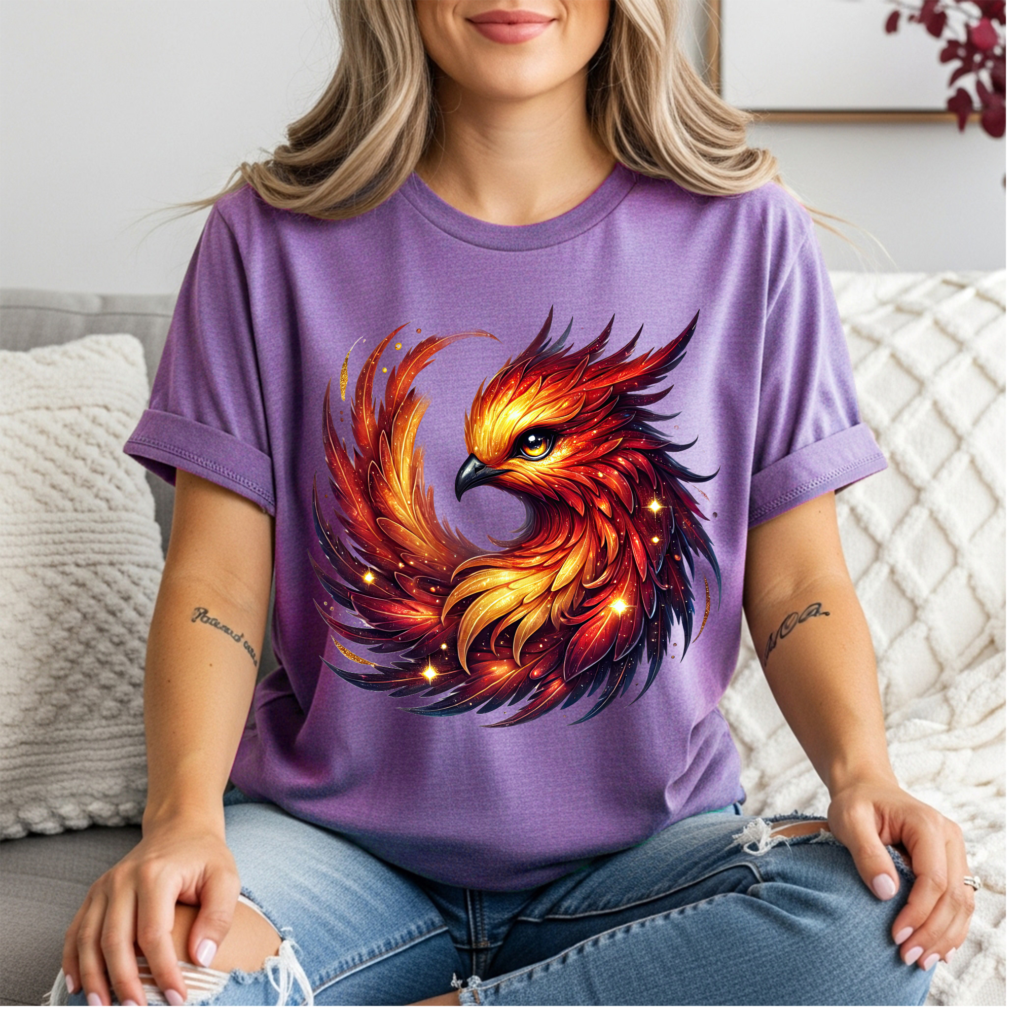 Phoenix Head T-Shirt - Majestic Fire Bird Portrait Tee