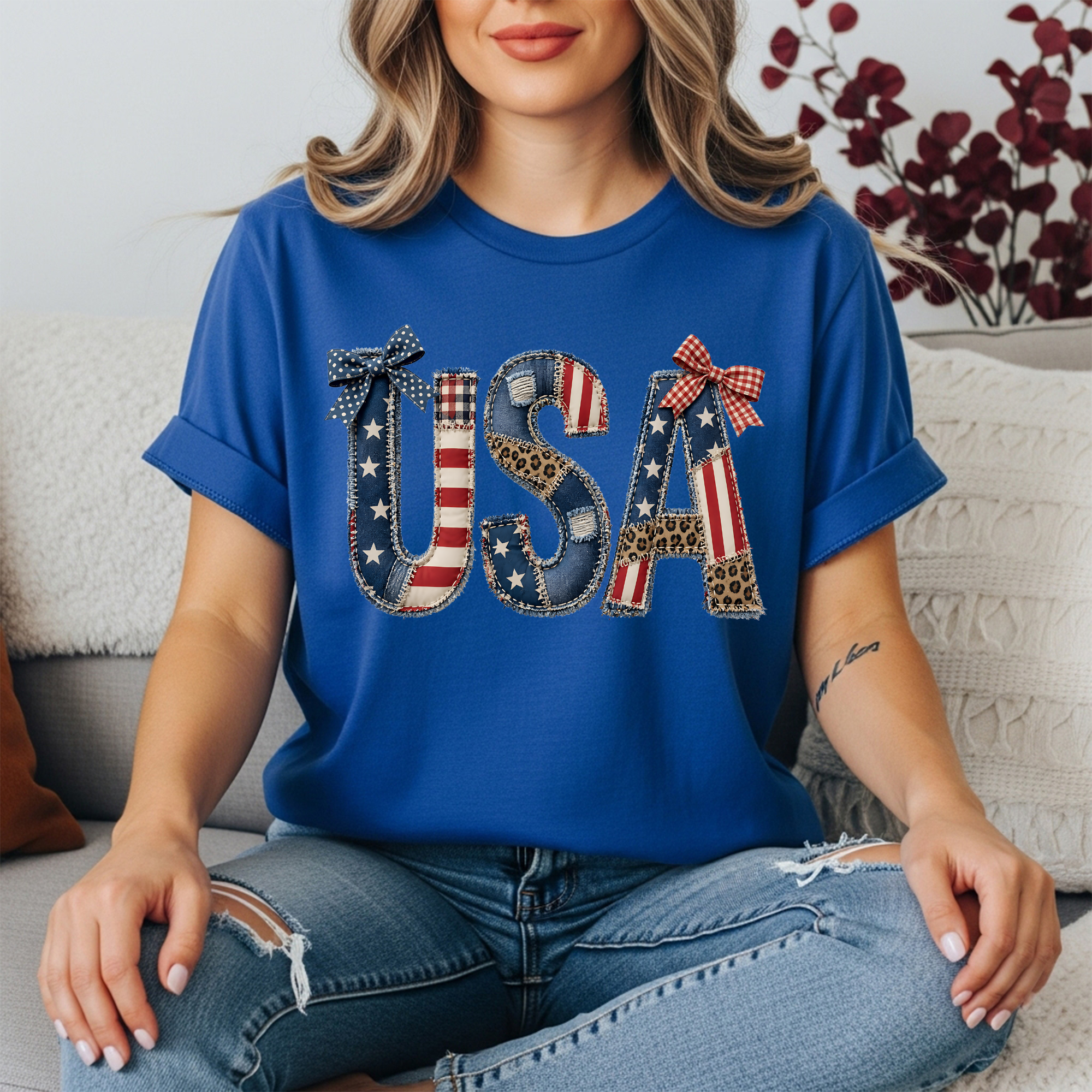 USA Faux Patchwork T-Shirt