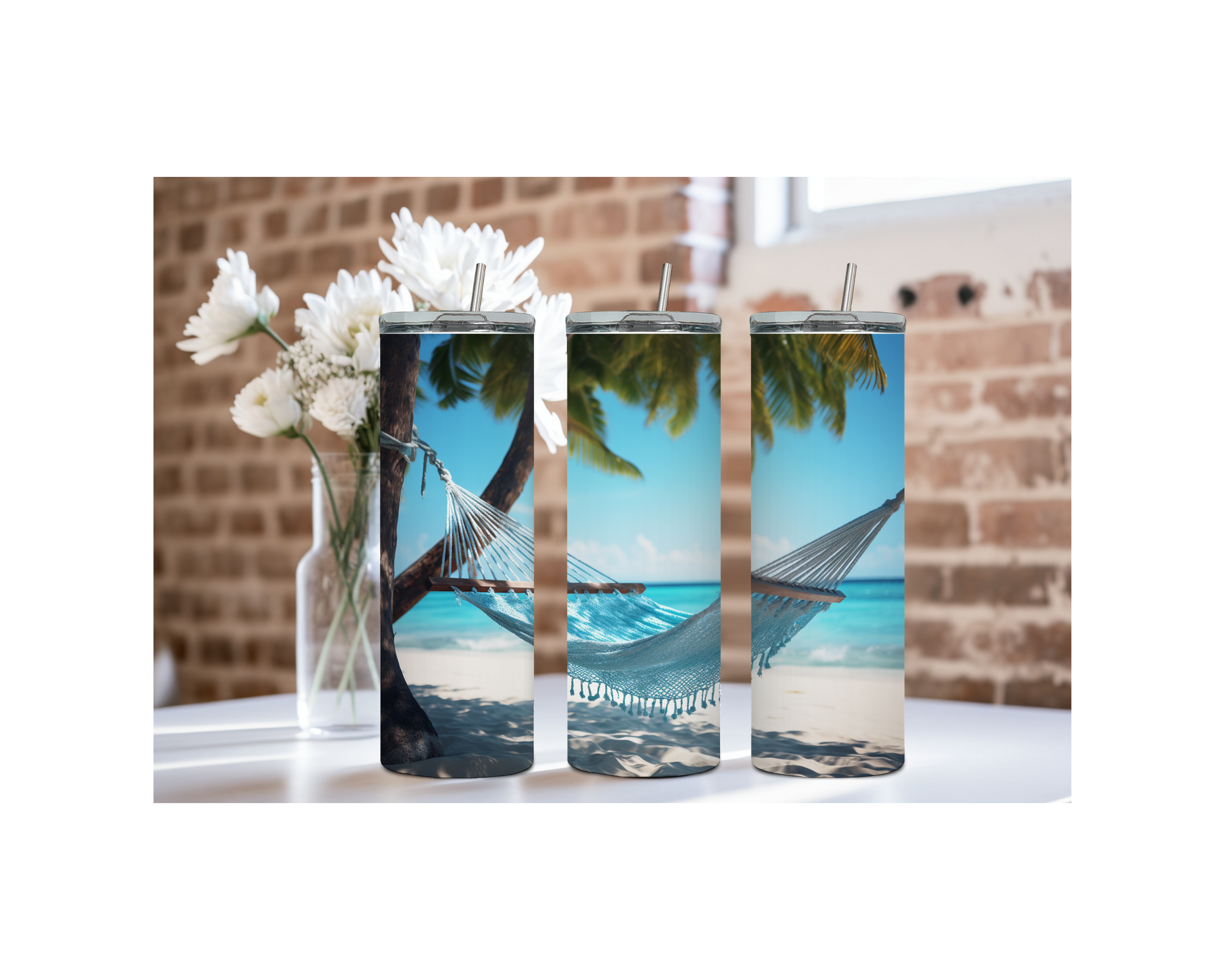 20 oz Beach Bliss Stainless Steel Tumblers, Multiple images to Choose from.
