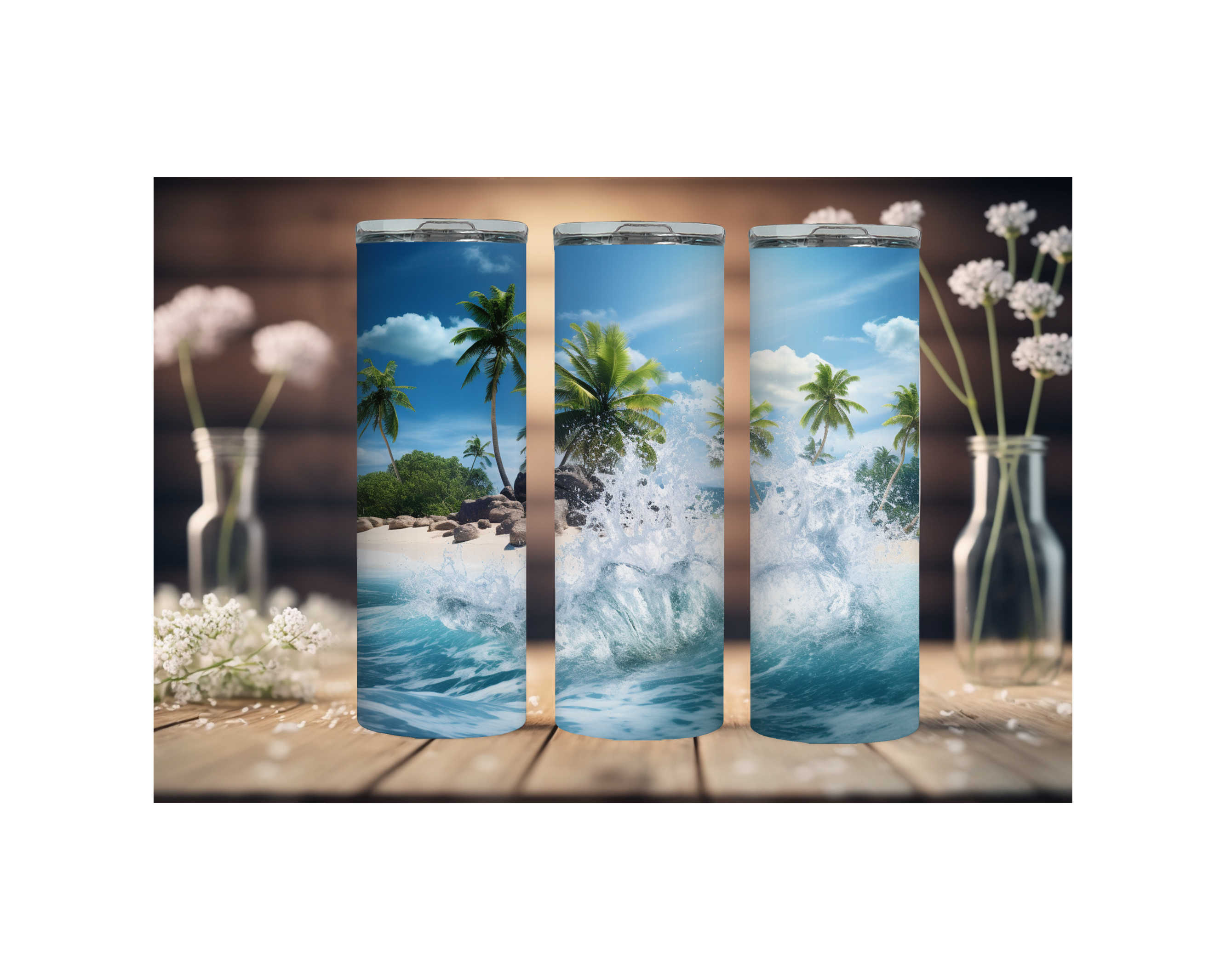 20 oz Beach Bliss Stainless Steel Tumblers, Multiple images to Choose from.