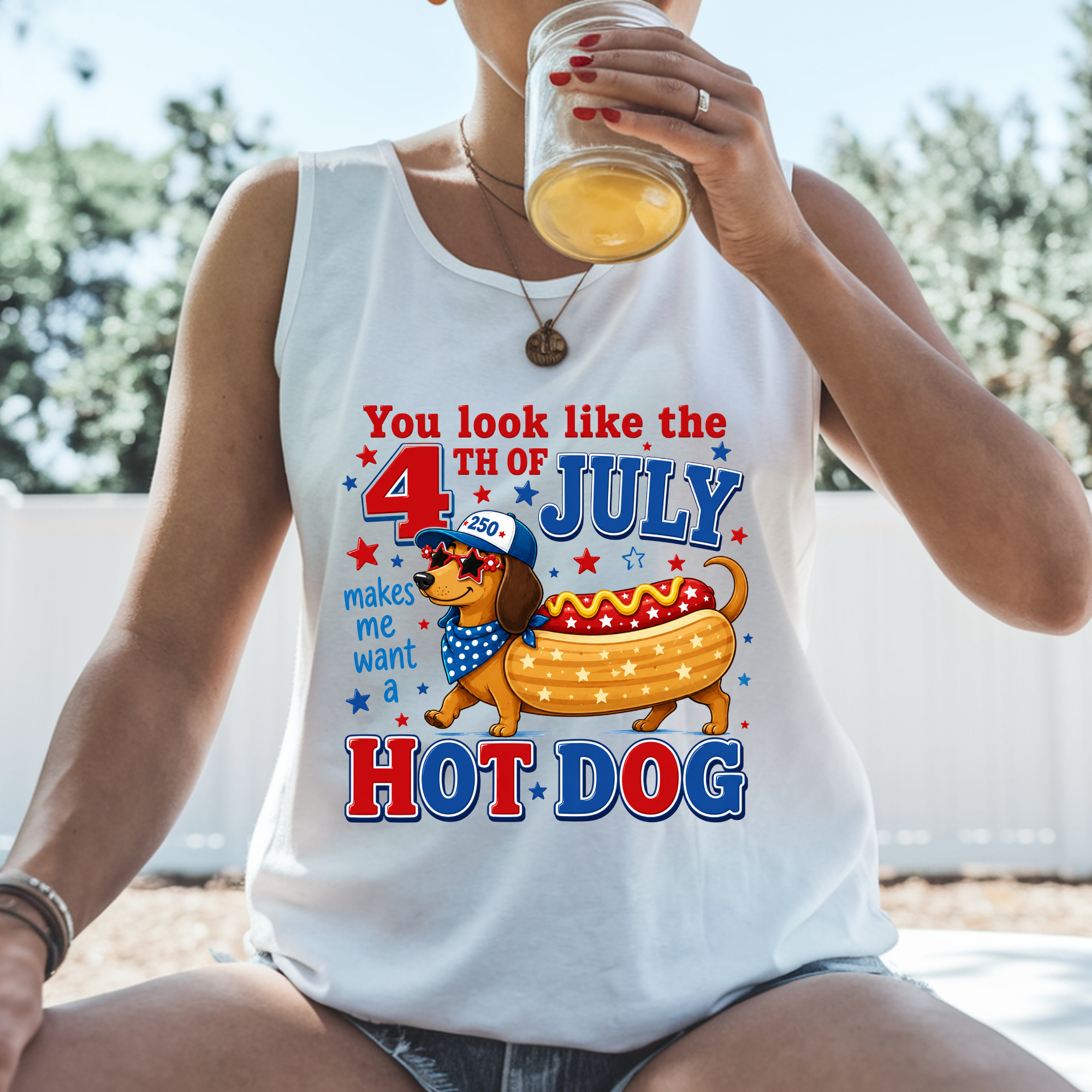 Hot Dog Graphic Tank Top