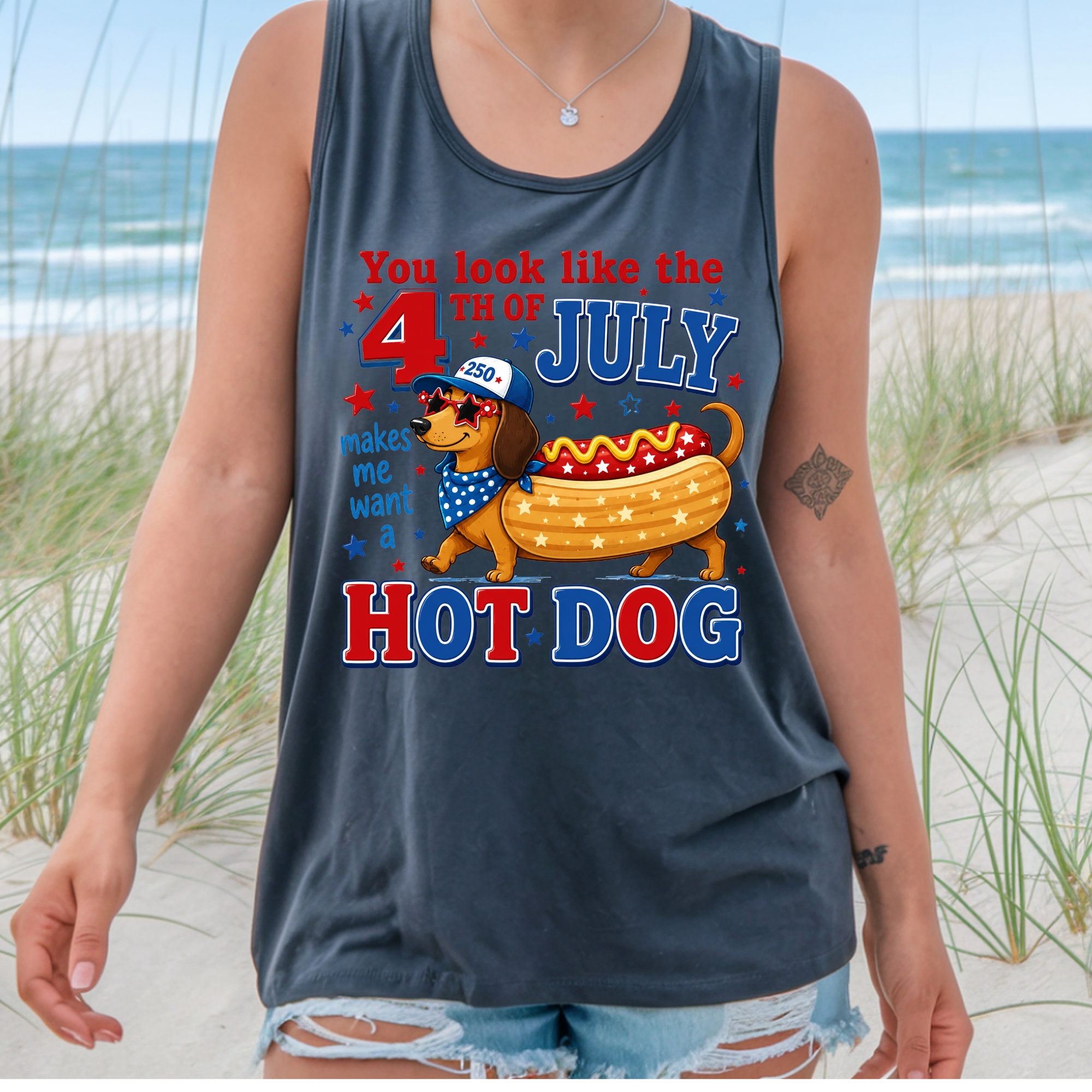 Hot Dog Graphic Tank Top